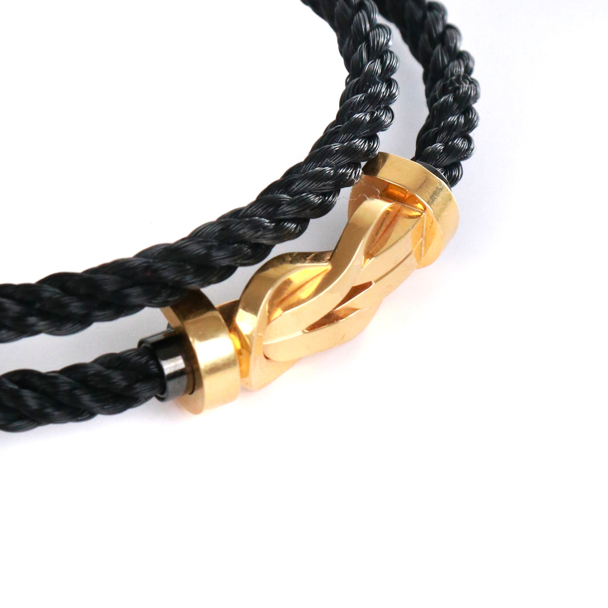 FRED - Bracelet Chance Infinie Fred double tour en corde noire et boucle or jaune