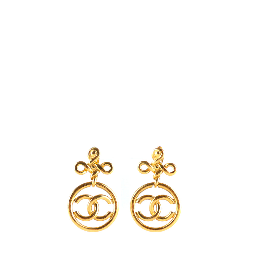 CHANEL - Boucles d'oreilles Trèfles CC vintage doré