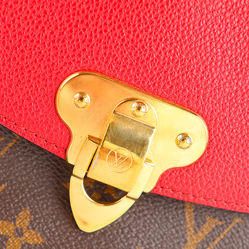 LOUIS VUITTON - Sac à bandoulière Saint Placide en toile monogrammée et cuir rouge