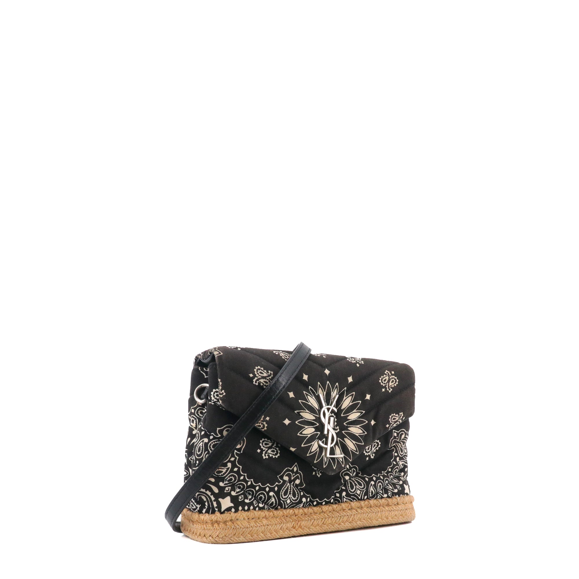 SAINT LAURENT - Sac à bandoulière Loulou Toy Saint Laurent en toile noire bandana