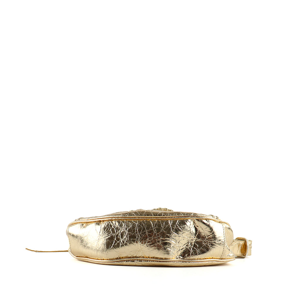 BALENCIAGA - Cagole XS rhinestone shoulder bag in gold leather