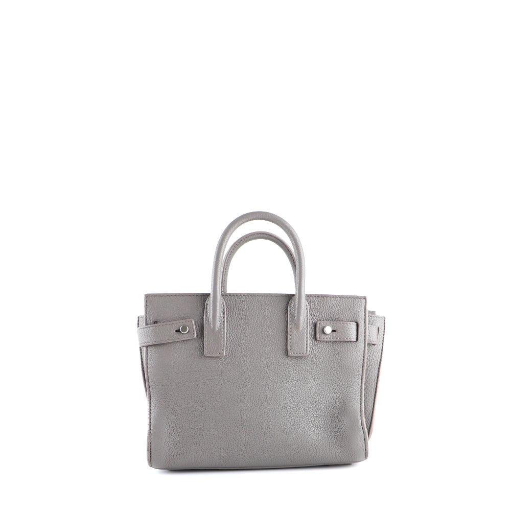 SAINT LAURENT - Sac de jour nano en cuir grainé gris