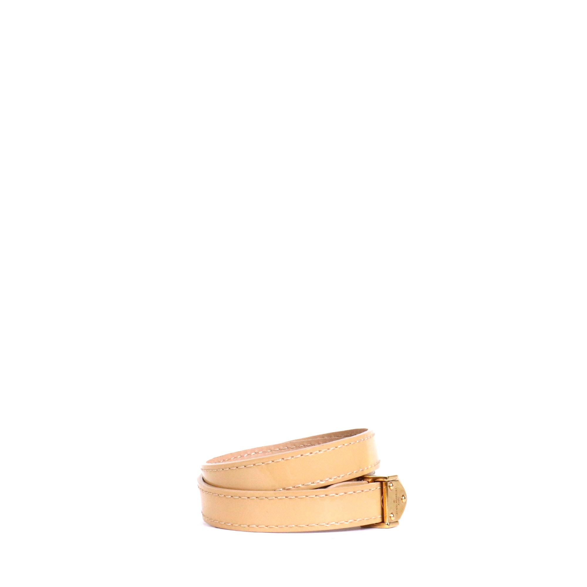 LOUIS VUITTON - Bracelet triple tour Louis Vuitton en cuir beige (T17)