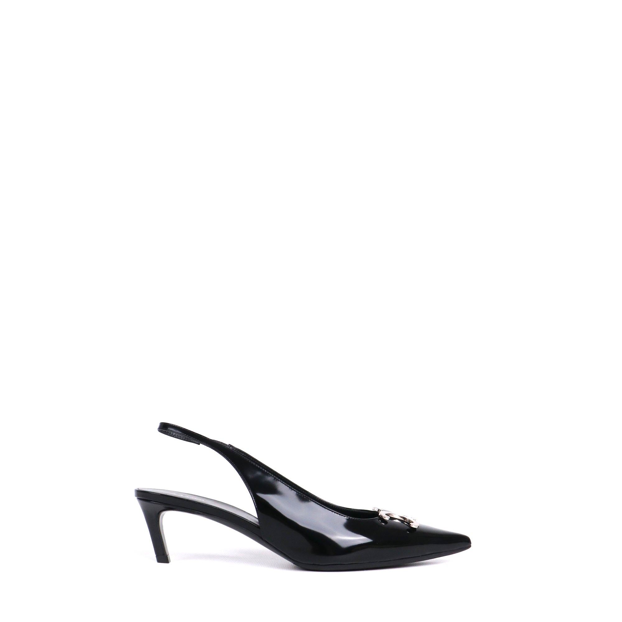 CELINE - Sandales à talon Triomphe Celine en cuir verni noir (T38)