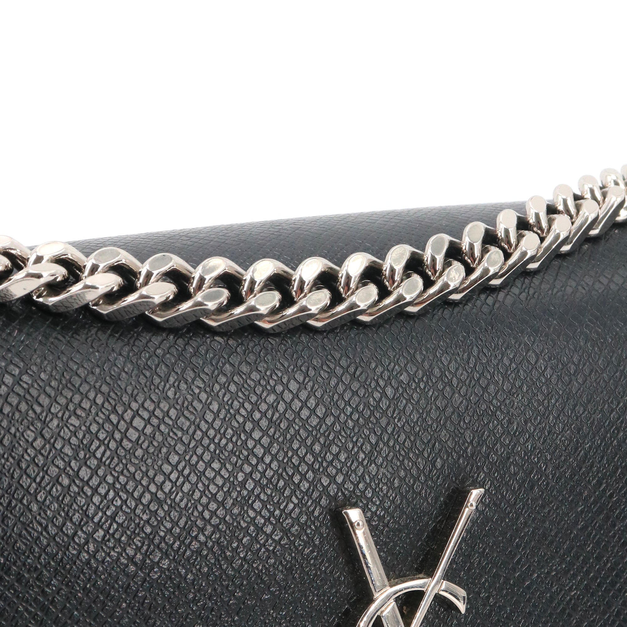 SAINT LAURENT - Medium Sunset shoulder bag in black crocodile-embossed leather