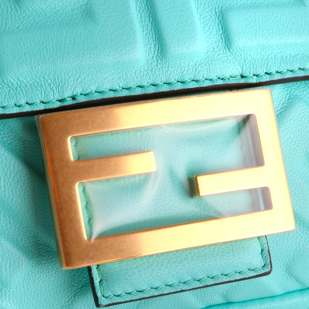 FENDI - Sac à bandoulière Baguette en cuir lisse turquoise