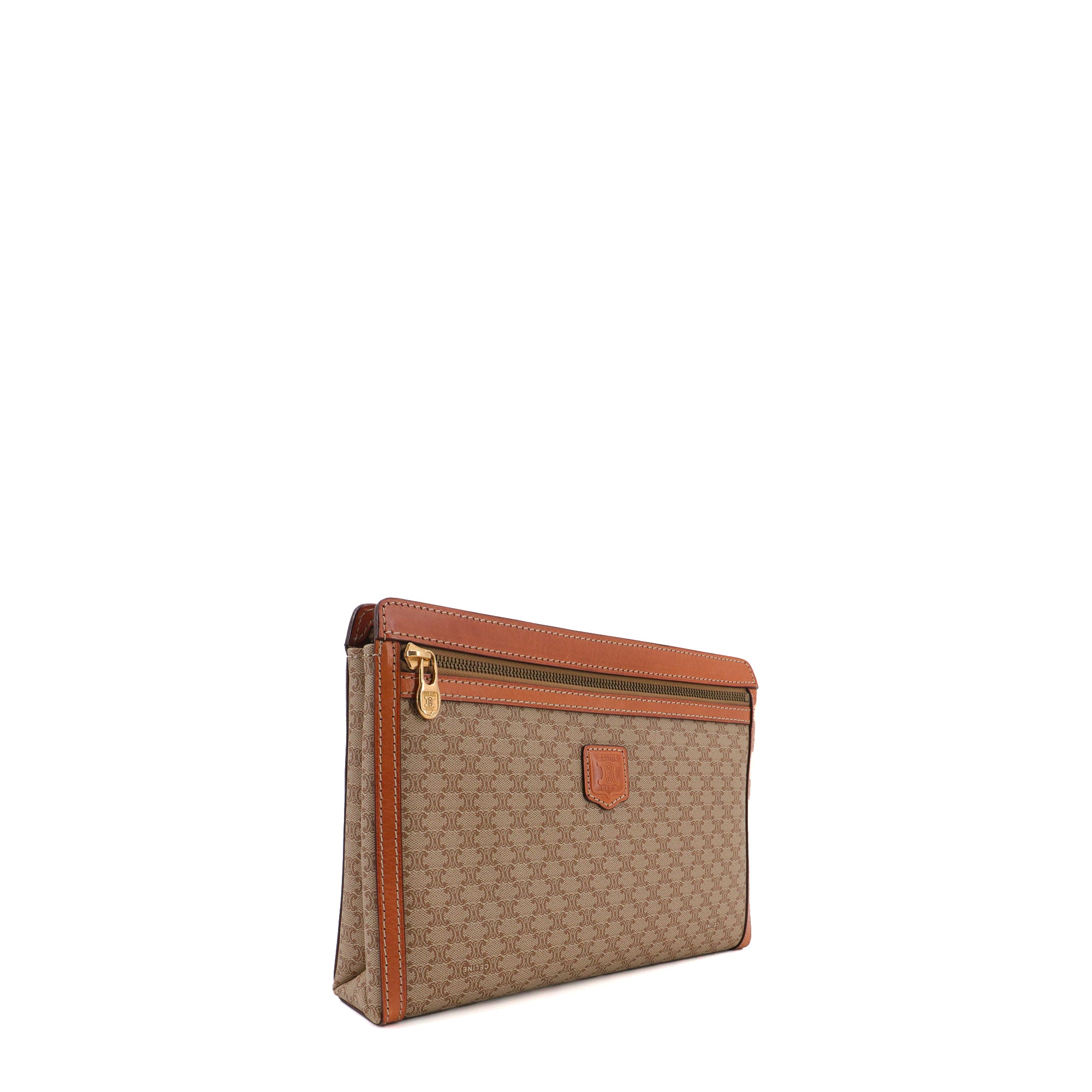 CELINE - Pochette Triomphe zippée Celine en toile monogrammée vintage