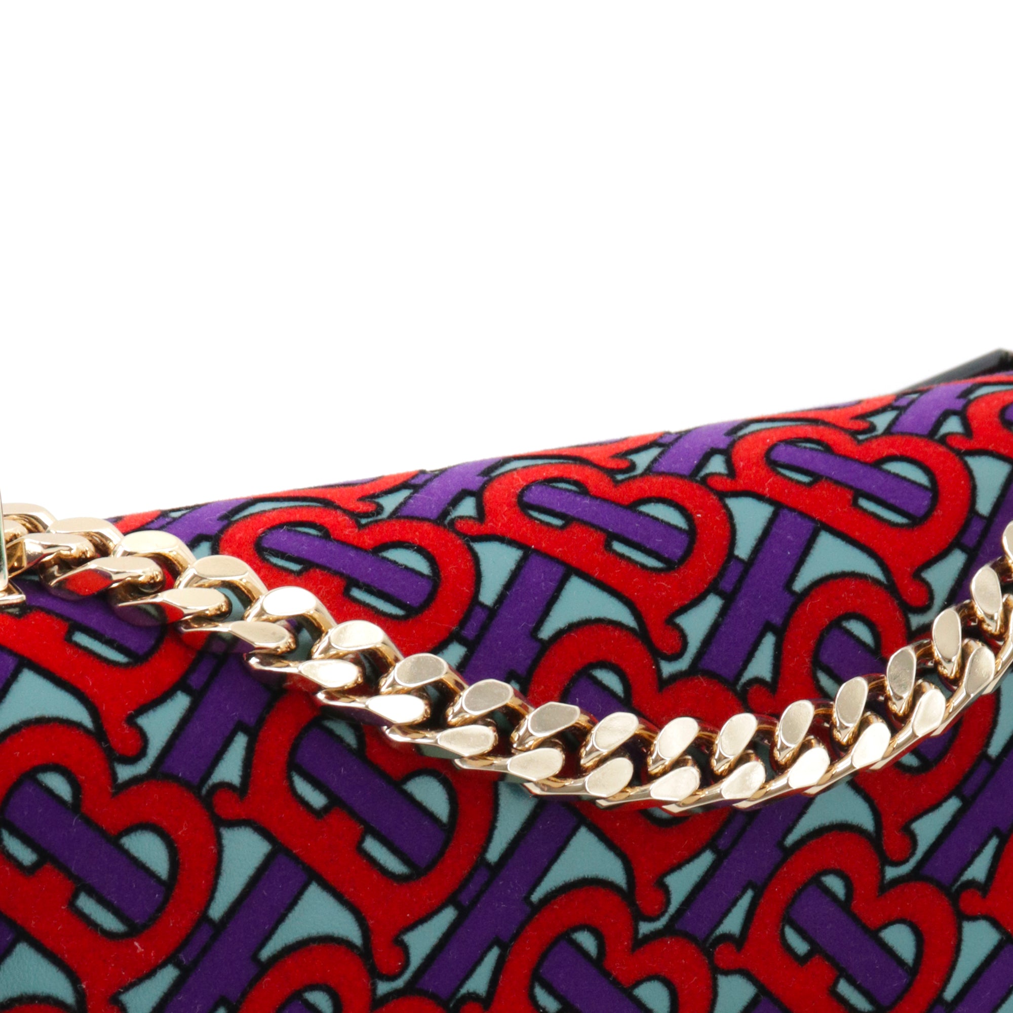 BURBERRY - Sac à bandoulière TB Burberry en velours monogrammé et cuir bleu marine