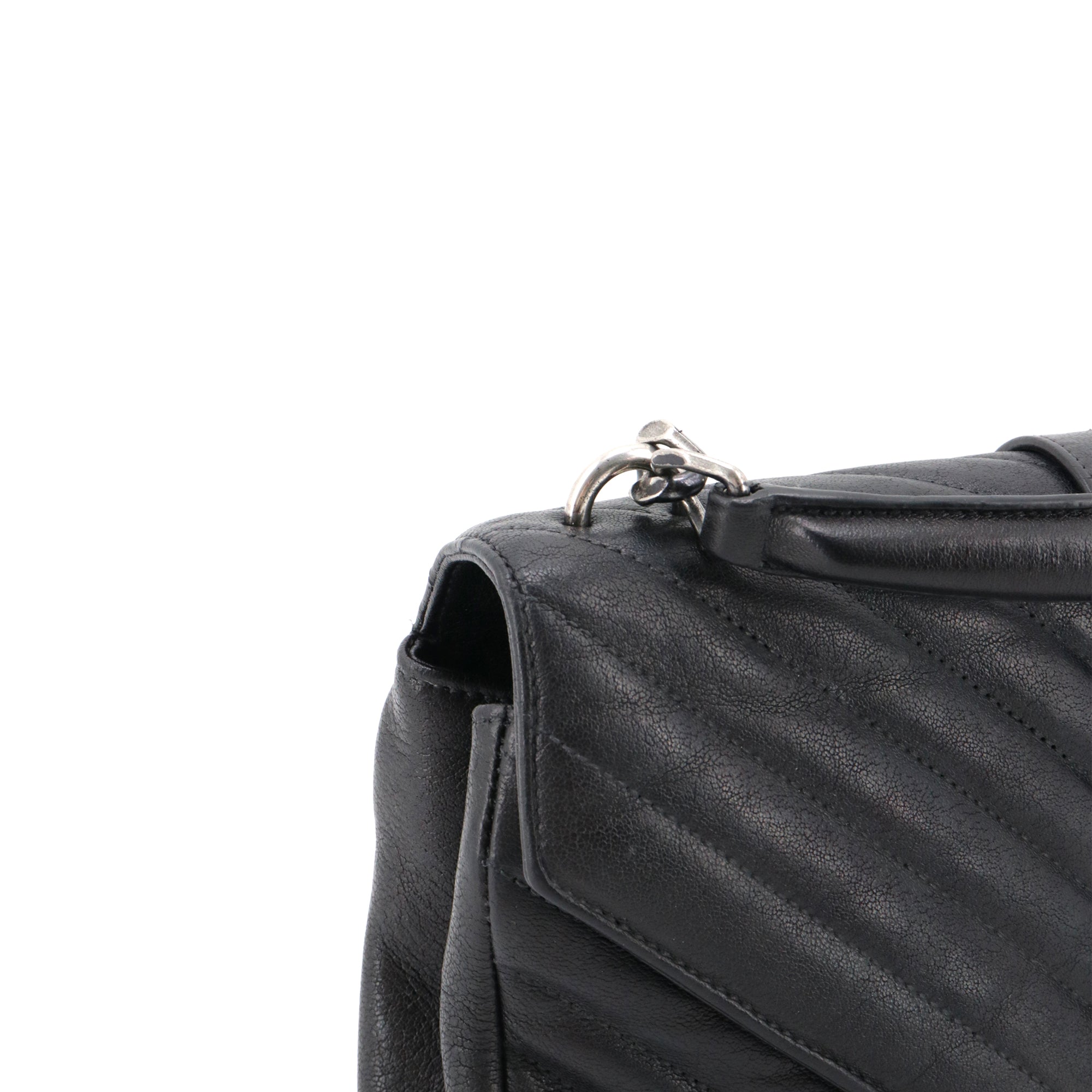 SAINT LAURENT - Sac à bandoulière Collège Medium Saint Laurent en cuir chevron noir