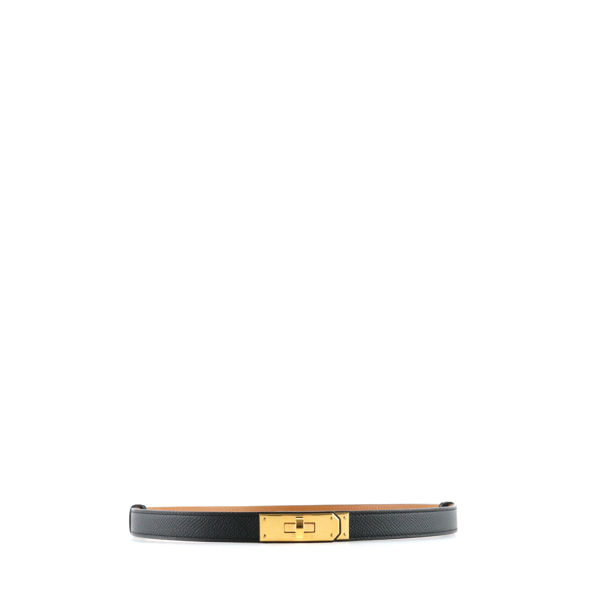 HERMÈS - Ceinture Kelly 18 en cuir Epsom noir