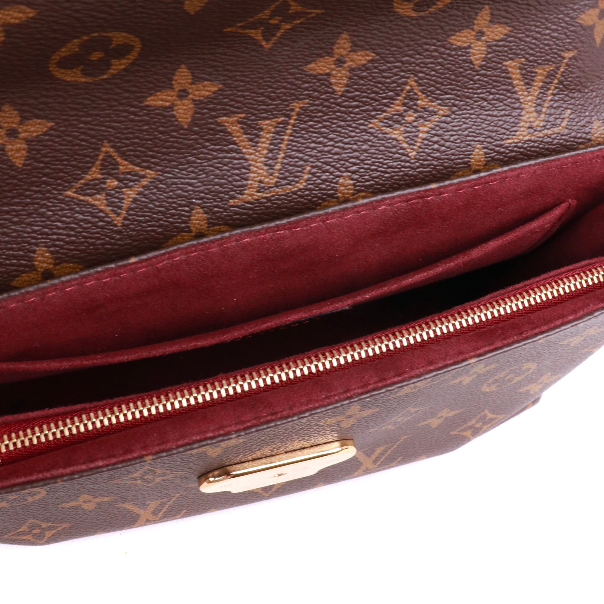 LOUIS VUITTON - Sac à bandoulière Saint Placide en toile monogrammée et cuir bordeaux