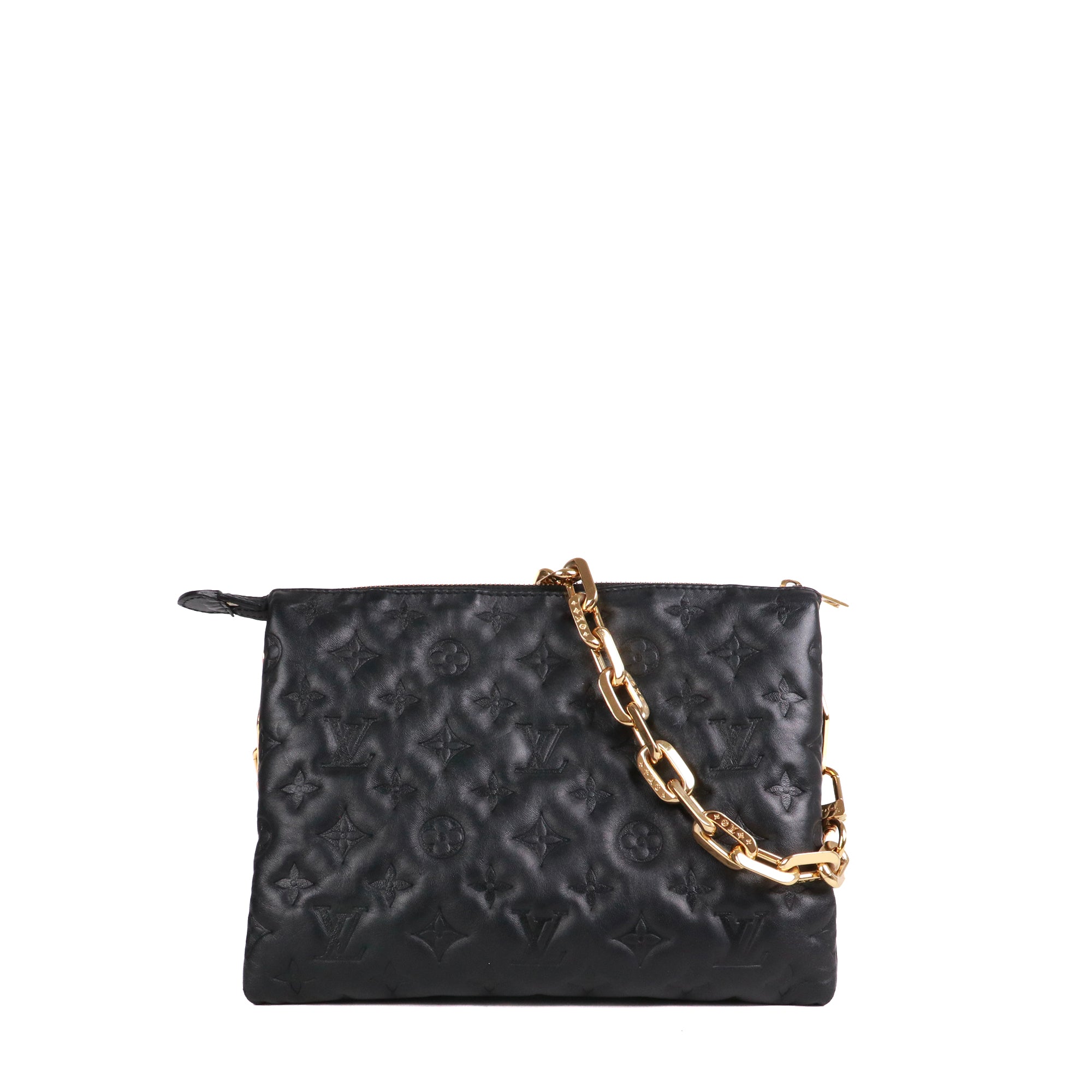 LOUIS VUITTON - Sac à bandoulière Coussin PM en cuir matelassé noir