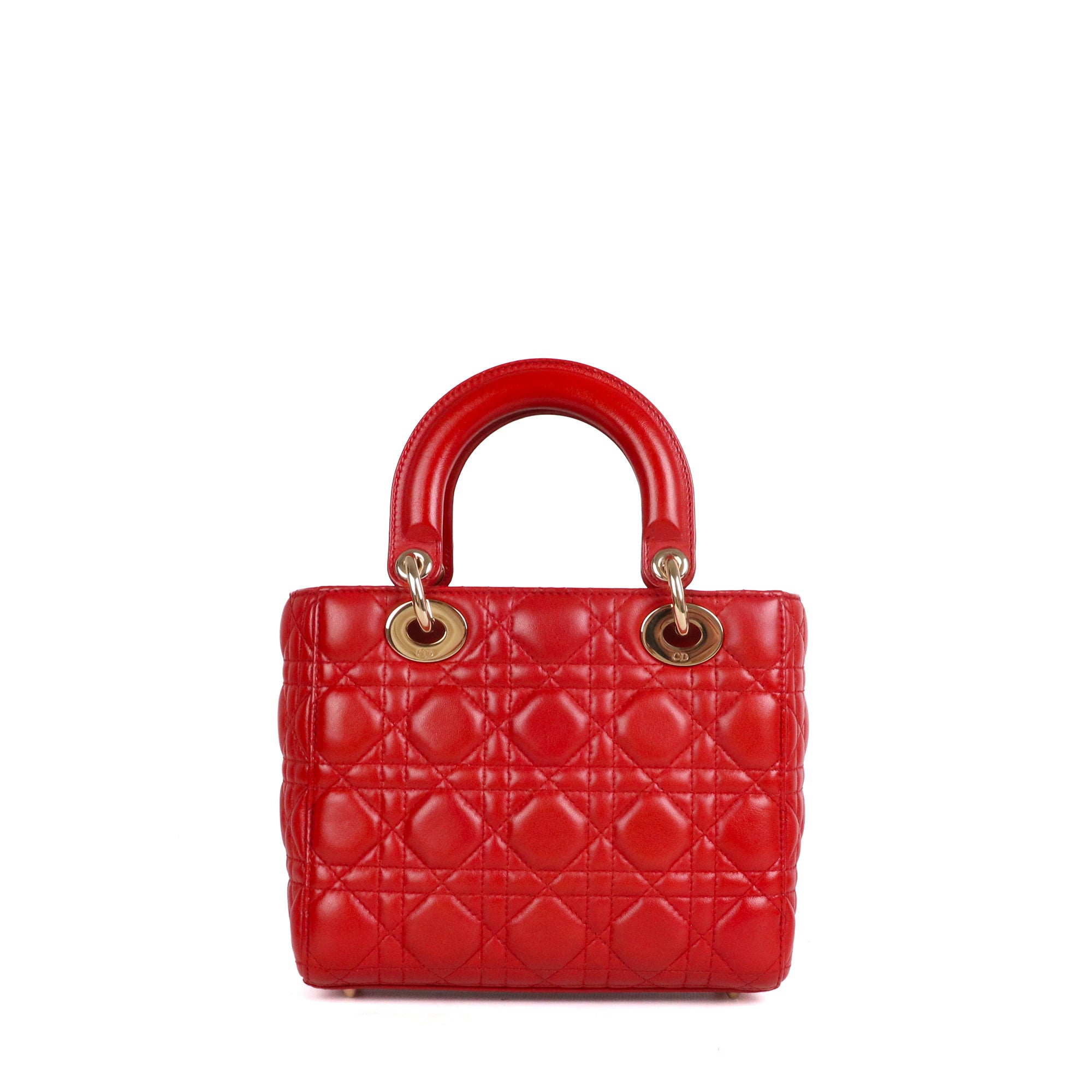 DIOR - Sac à main My Lady Dior small en cuir lisse rouge
