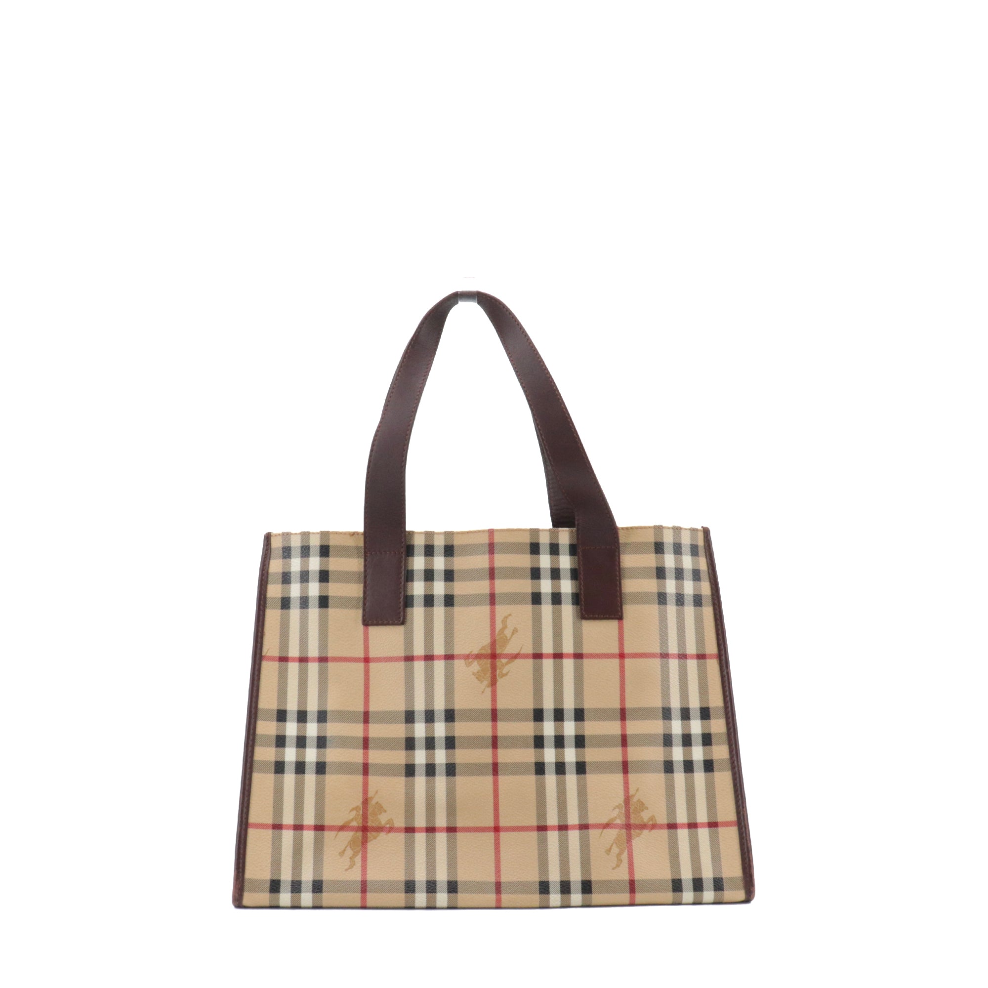 BURBERRY - Sac cabas Burberry en toile motif check beige