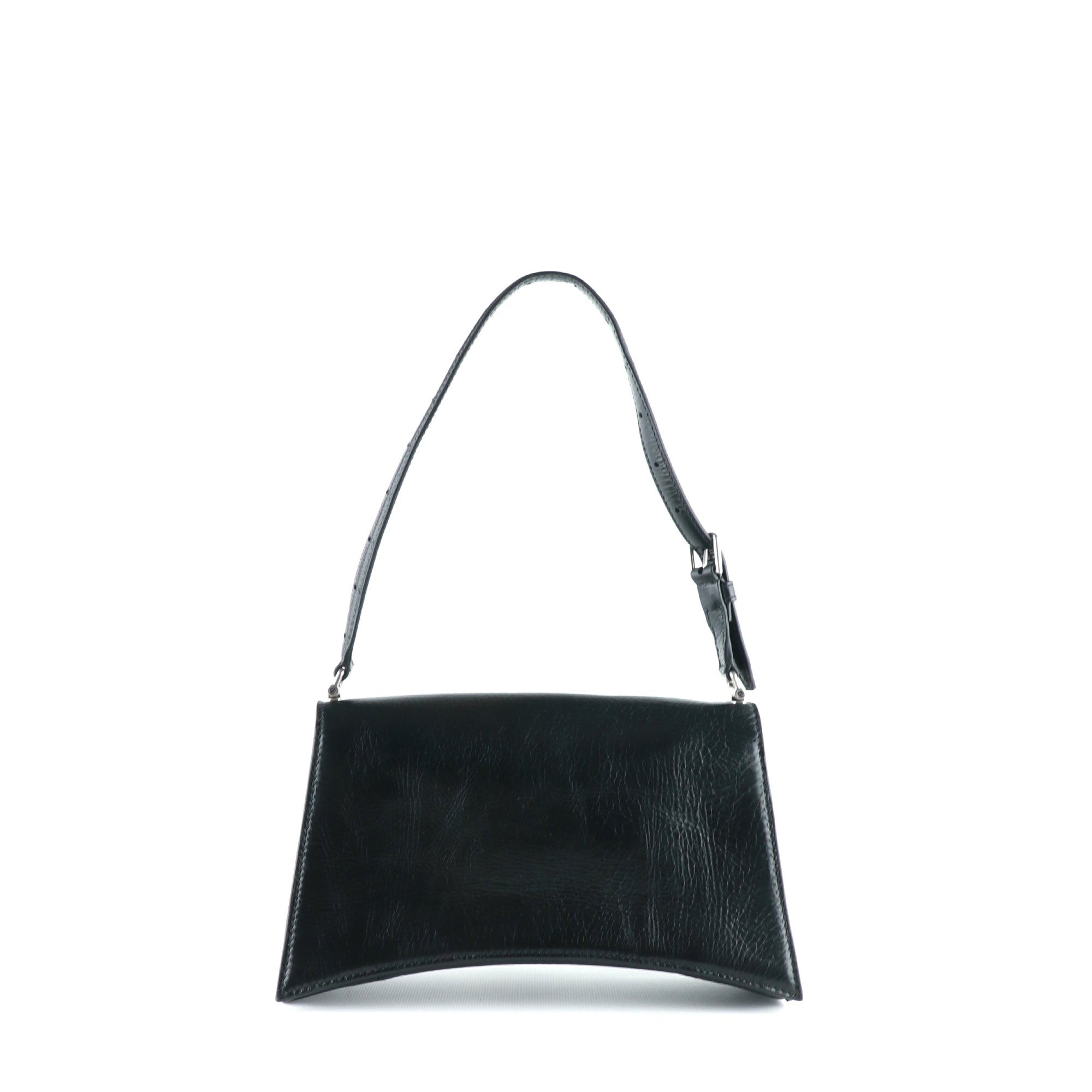 BALENCIAGA - Sac porté épaule Crush small en cuir noir