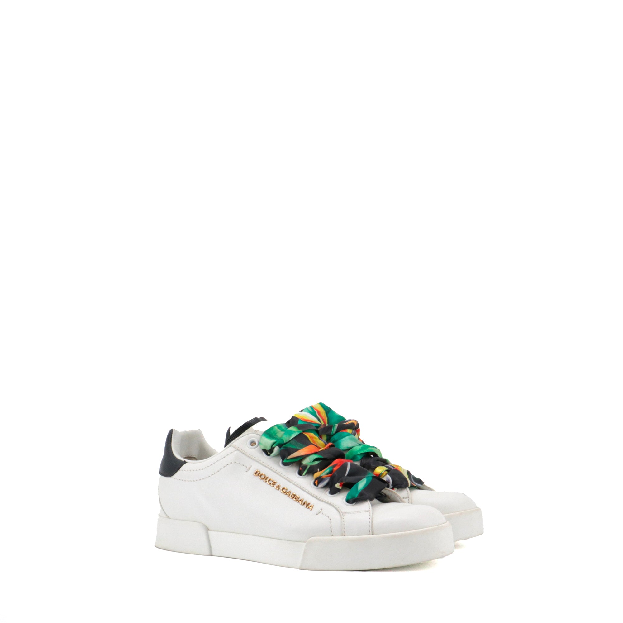 DOLCE & GABBANA - Dolce & Gabbana Portofino sneakers in white leather (T38)