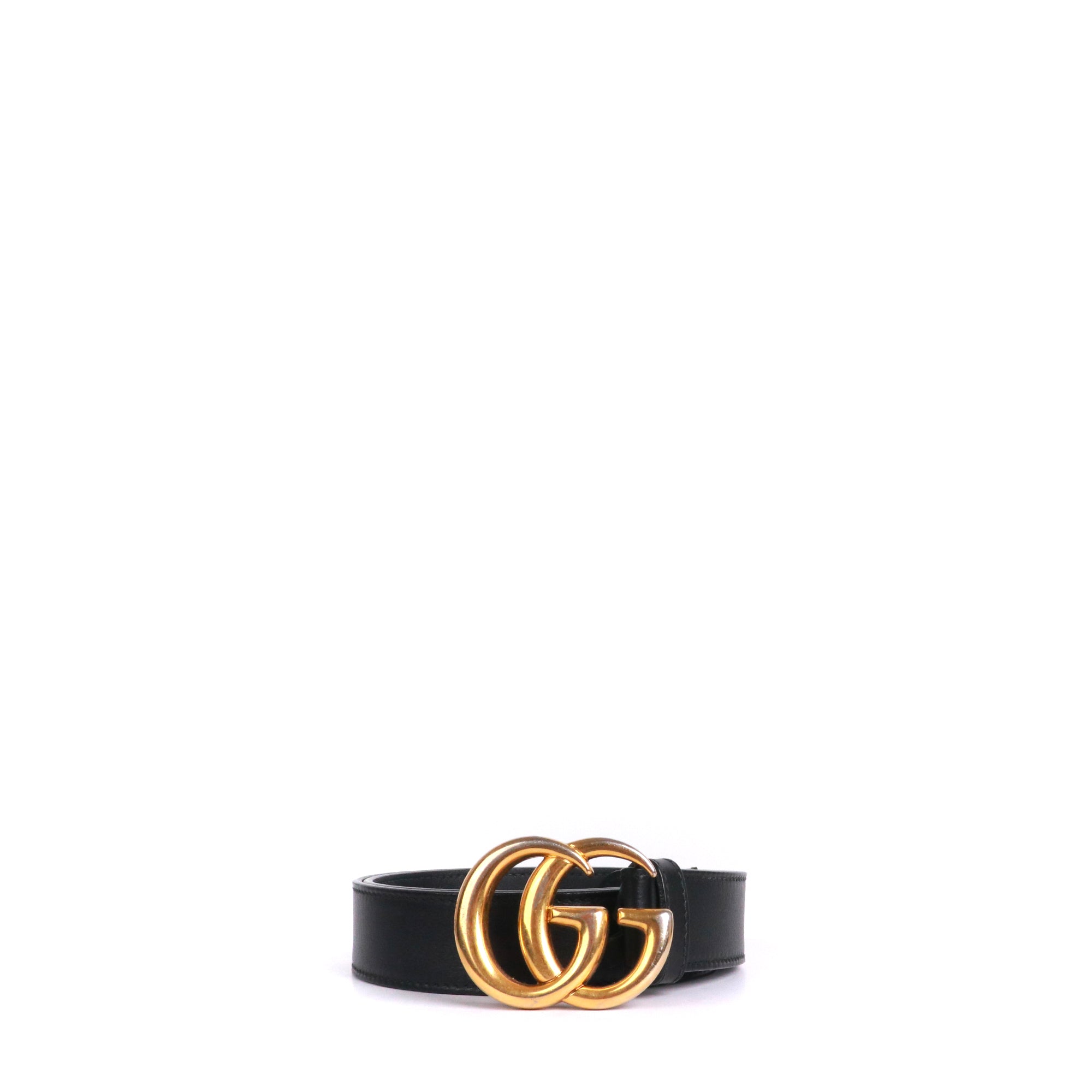 GUCCI - Gucci GG Buckle Marmont belt in black grained leather (T85)