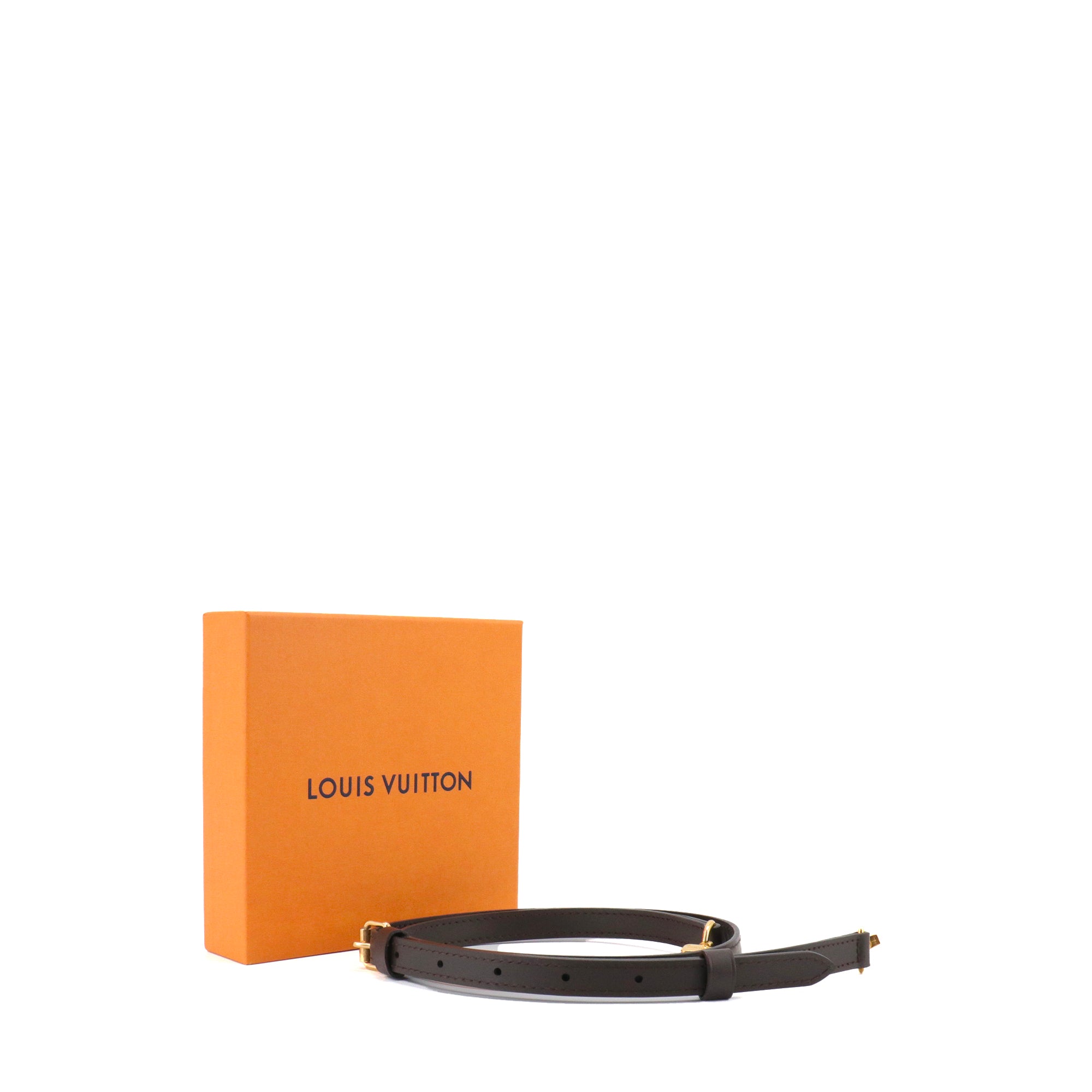 LOUIS VUITTON - Bandoulière de sac réglable Louis Vuitton en cuir marron