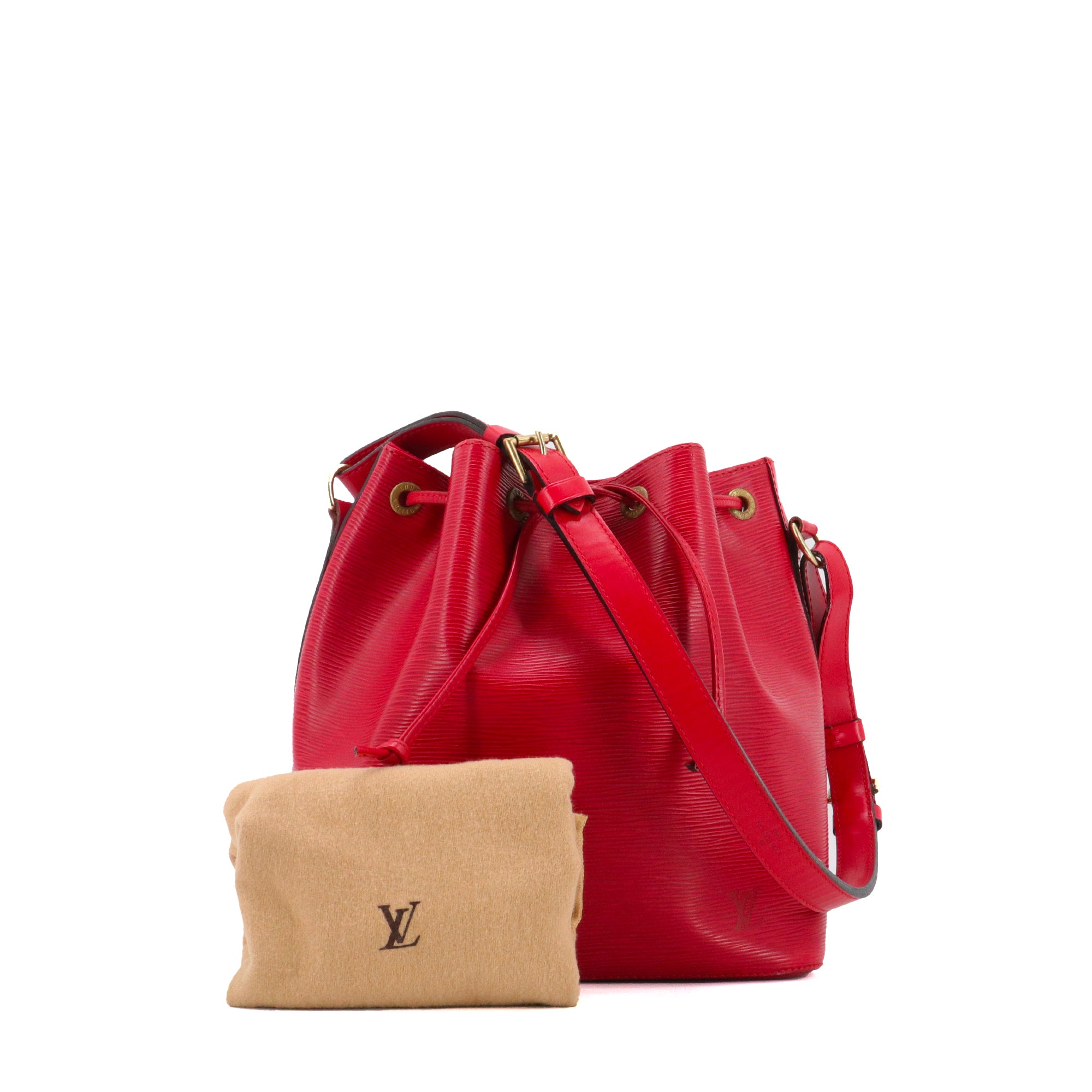 LOUIS VUITTON - Sac à main Noé PM Louis Vuitton en cuir épi rouge