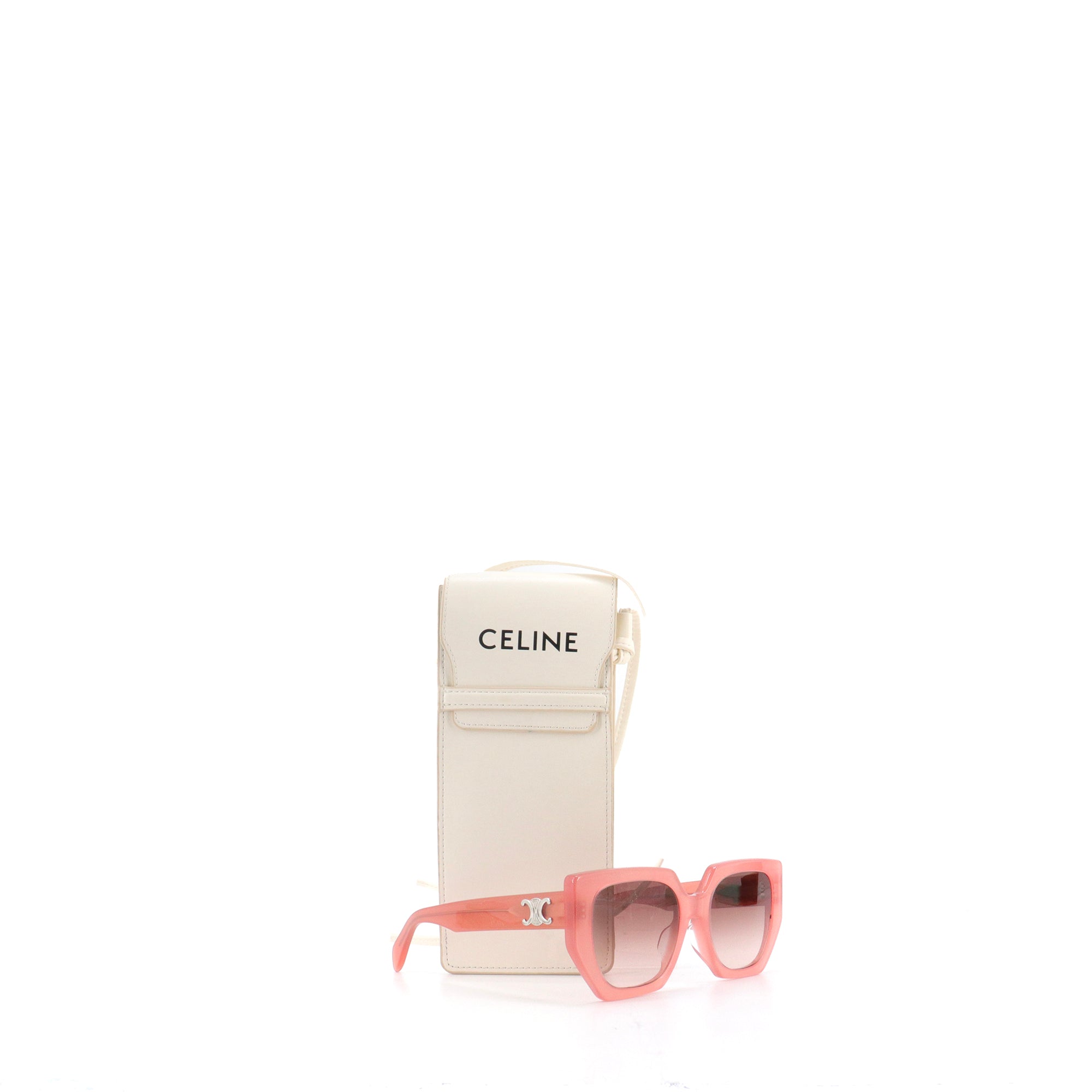CELINE - Lunettes de soleil Triomphe Celine en plastique rose pâle