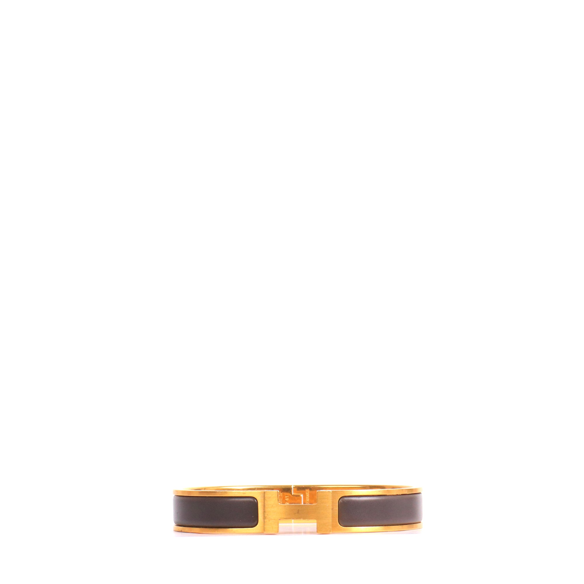 HERMÈS - Bracelet Clic HH Hermès en émail gris mat (T5)