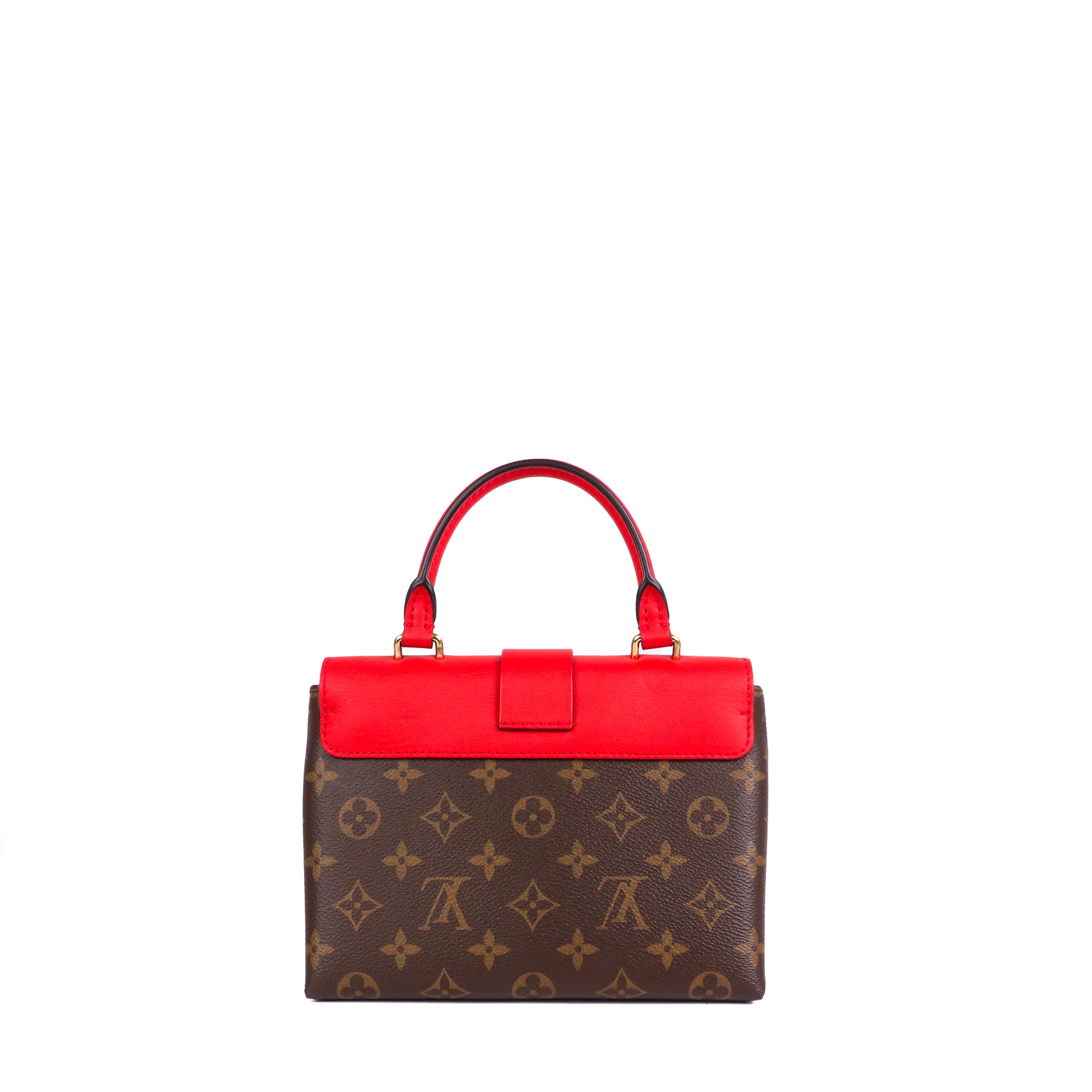LOUIS VUITTON - Sac à bandoulière Locky BB Louis Vuitton en toile monogrammée et cuir rouge