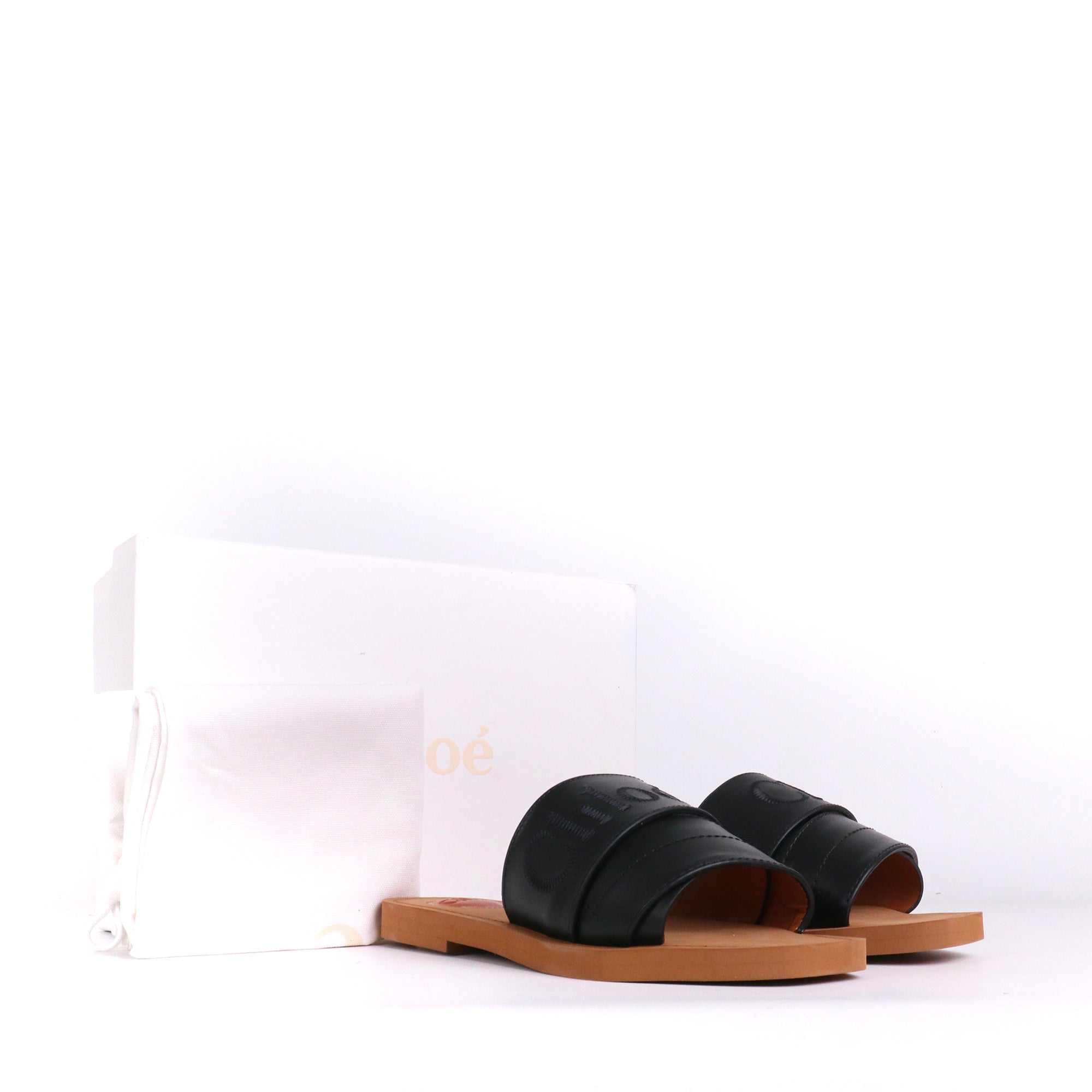 CHLOÉ - Sandales Woody Chloé en cuir noir (T38)