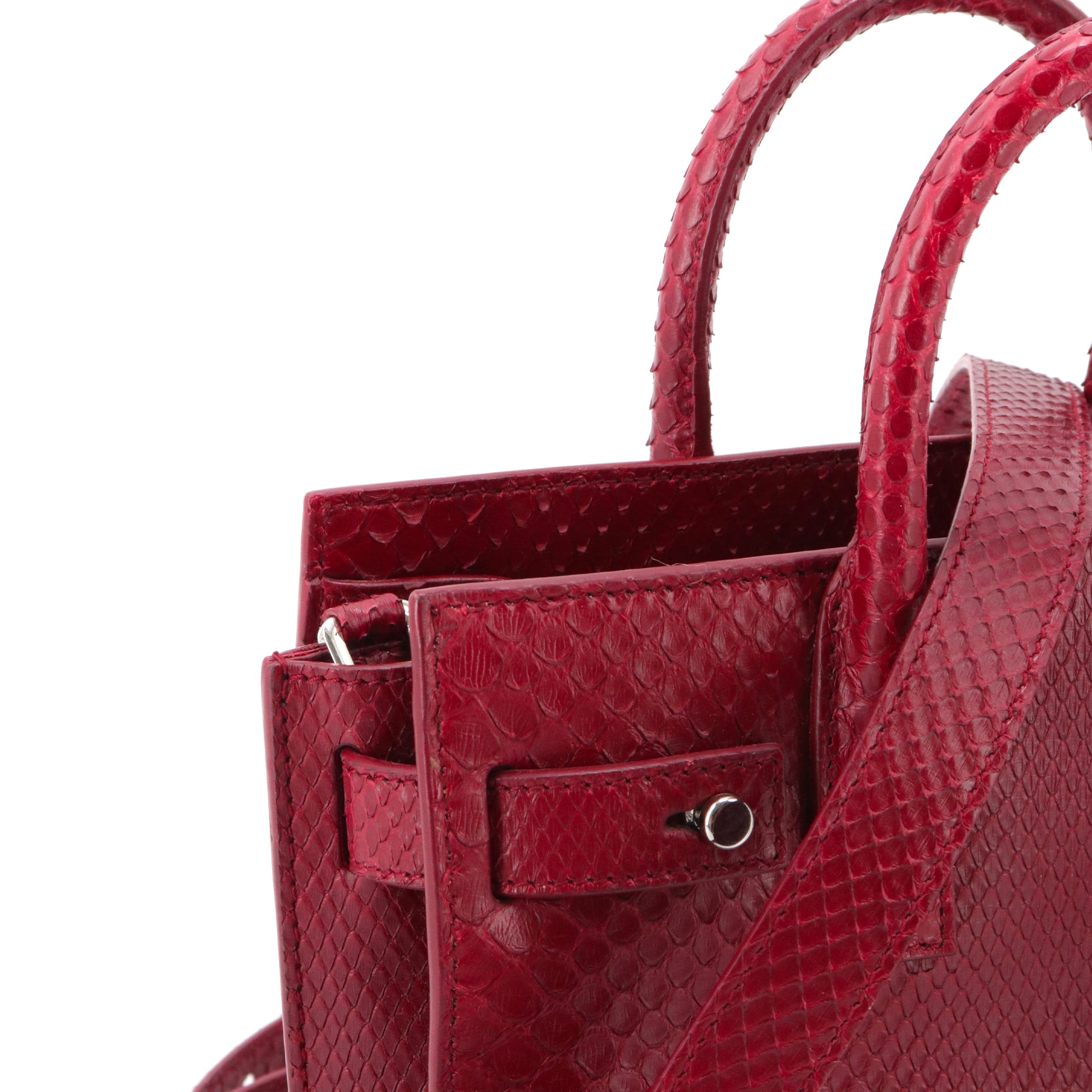 SAINT LAURENT - Sac De Jour Nano Saint Laurent en python bordeaux