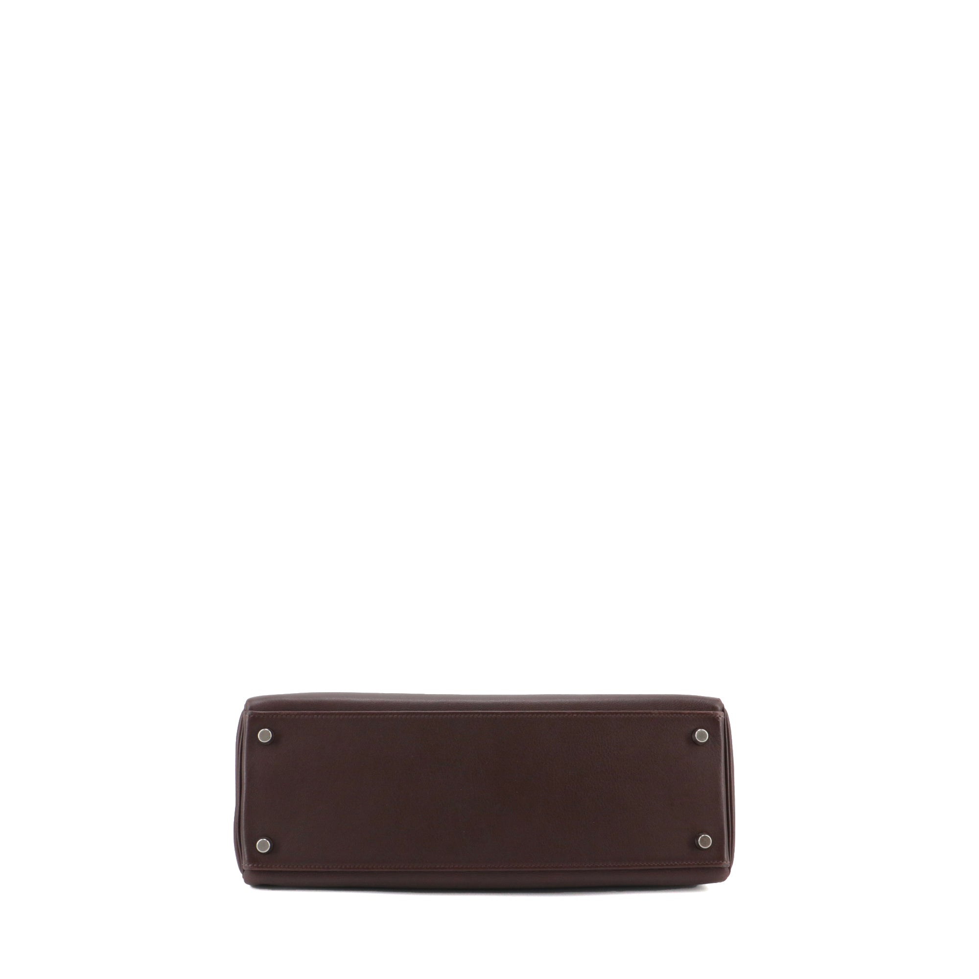 HERMÈS - Sac à main Kelly 32 Hermès en cuir evergrain cacao