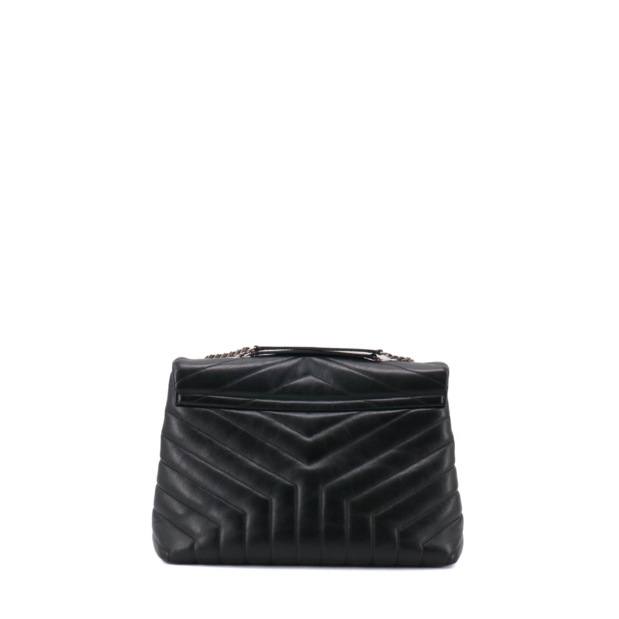 SAINT LAURENT - Sac à bandoulière Loulou medium Saint Laurent en cuir chevron noir