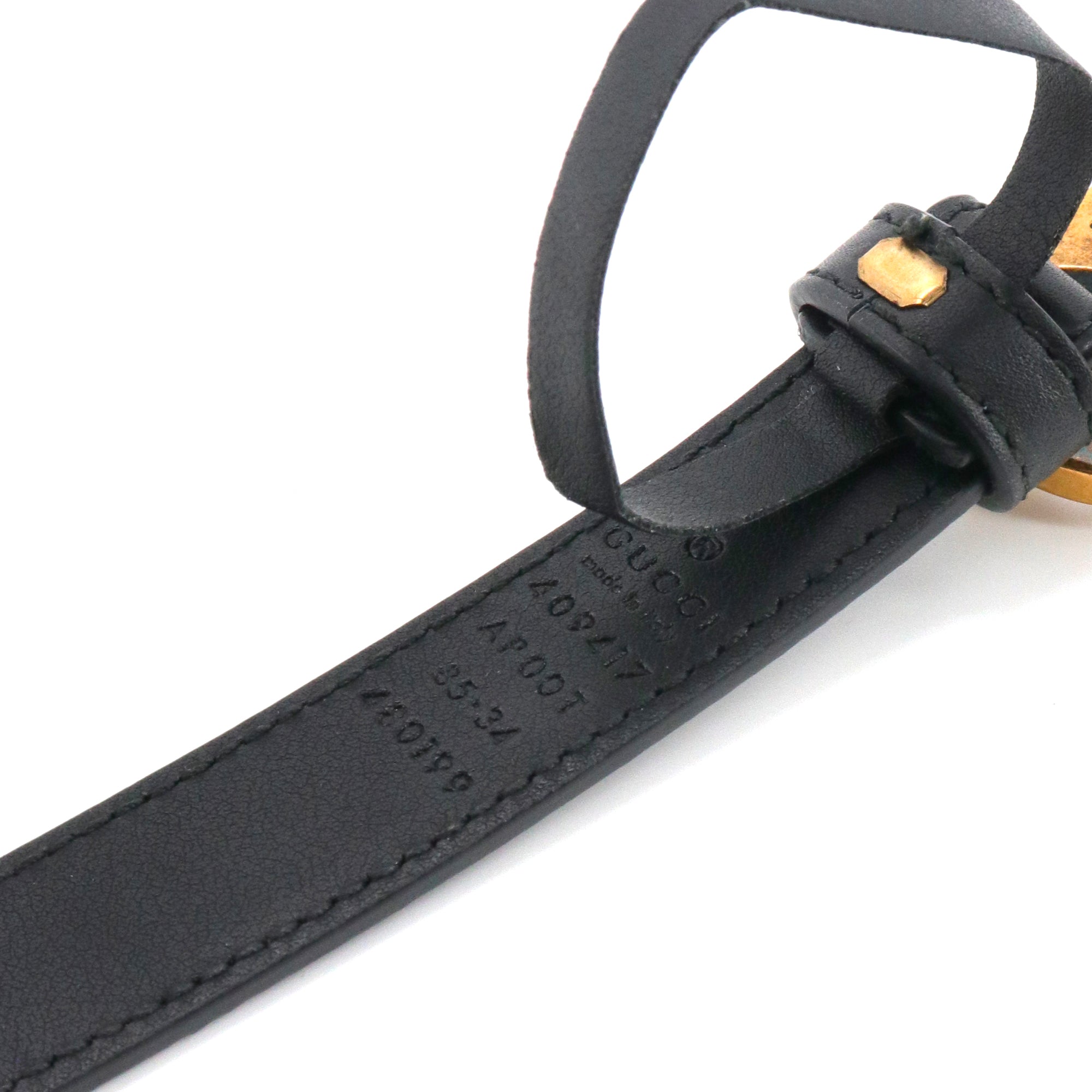 GUCCI - Ceinture fine GG Marmont Gucci en cuir noir (T85)