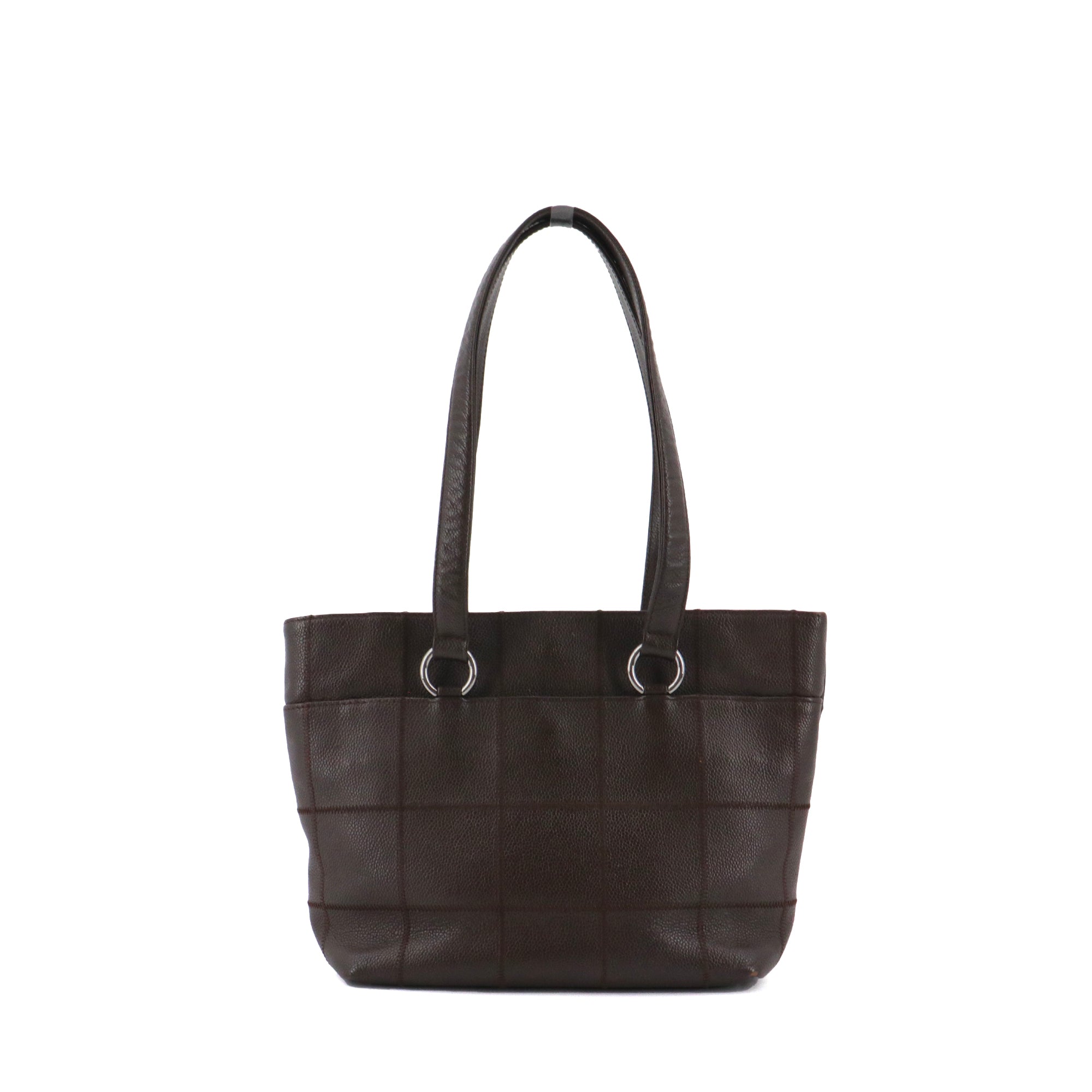 CHANEL - Sac cabas Choco Bar Chanel en cuir grainé marron vintage