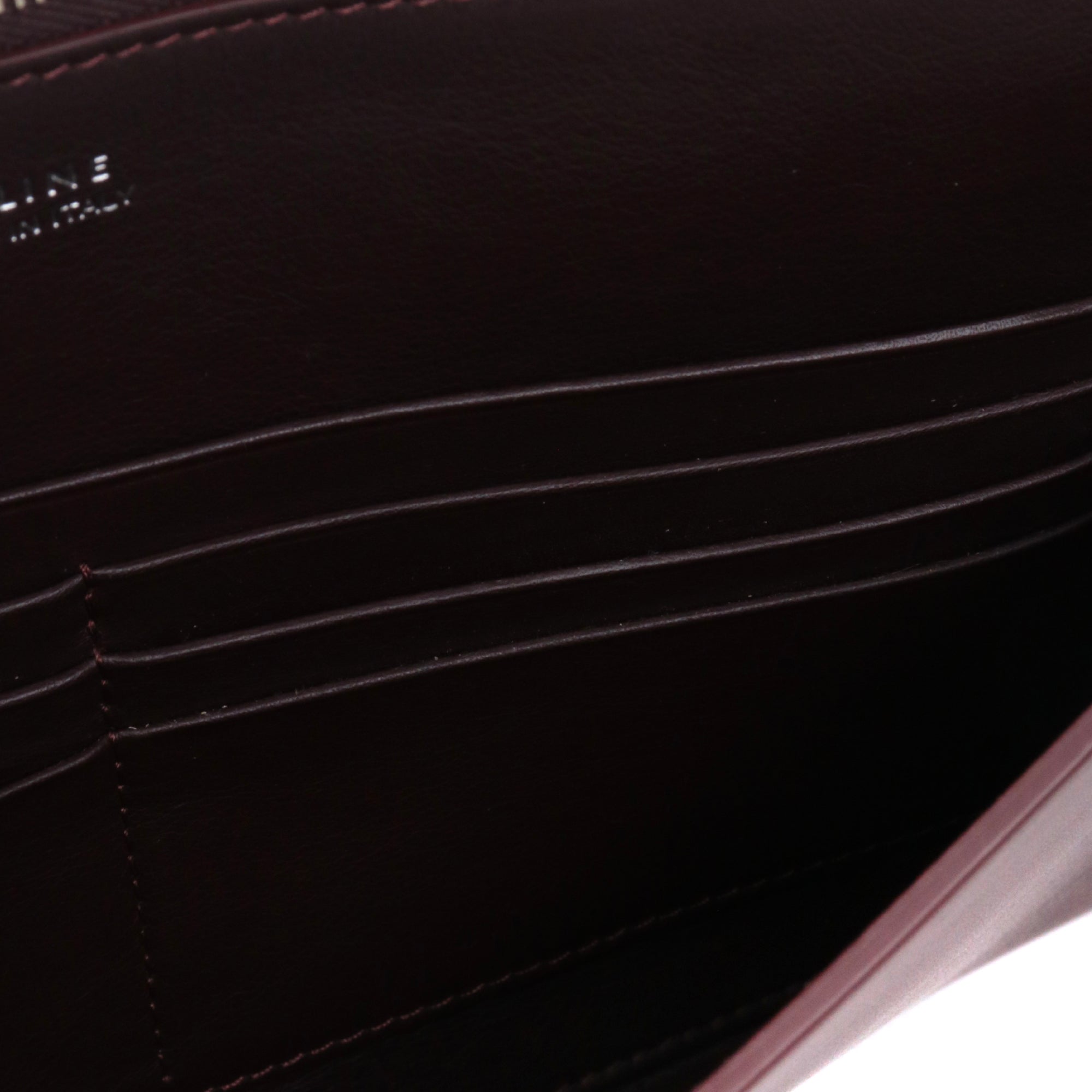 CELINE -  Sac à épaule Celine en cuir lisse bordeaux vintage