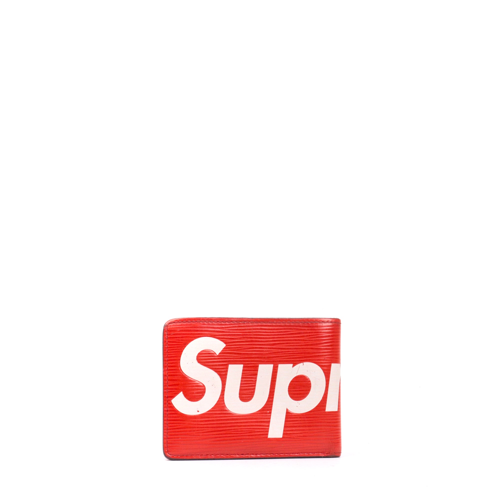 LOUIS VUITTON - Portefeuille Louis Vuitton x Supreme en cuir épi rouge