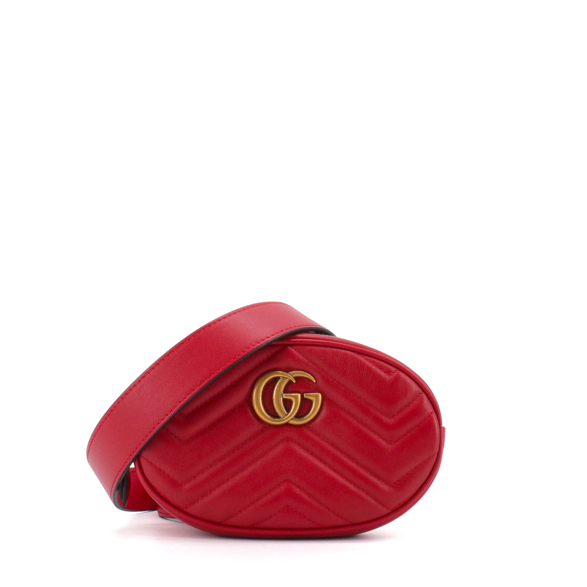 GUCCI - Sac banane GG Marmont Gucci en cuir chevron rouge