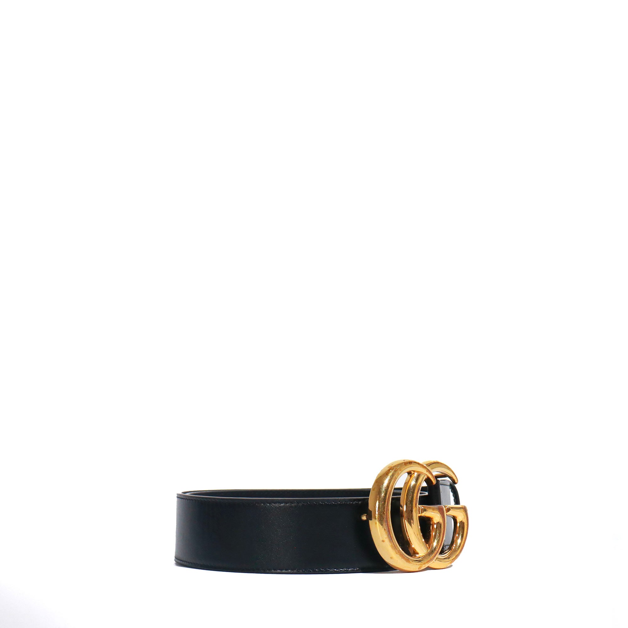 GUCCI - Ceinture GG Marmont Gucci en cuir lisse noir (T90)