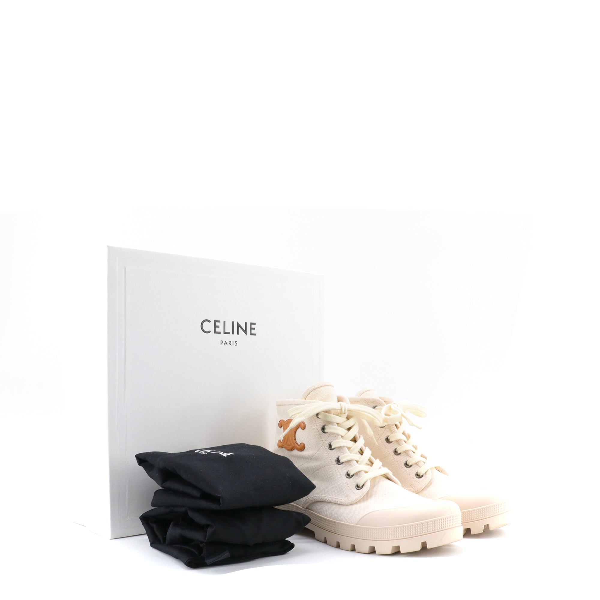 CELINE - Bottines Patapans Celine en toile beige (T38)