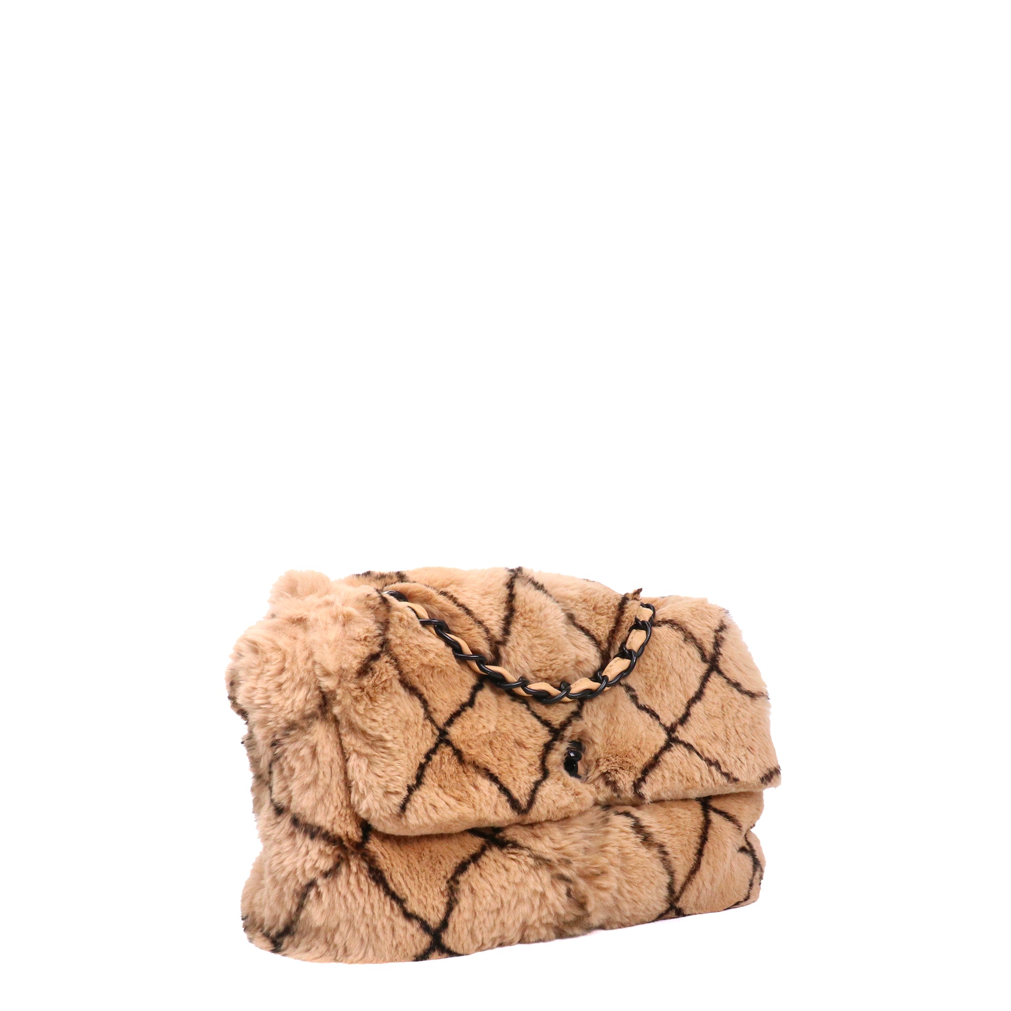 CHANEL - Sac à bandoulière Timeless/Classique Chanel simple flap en fourrure lapin