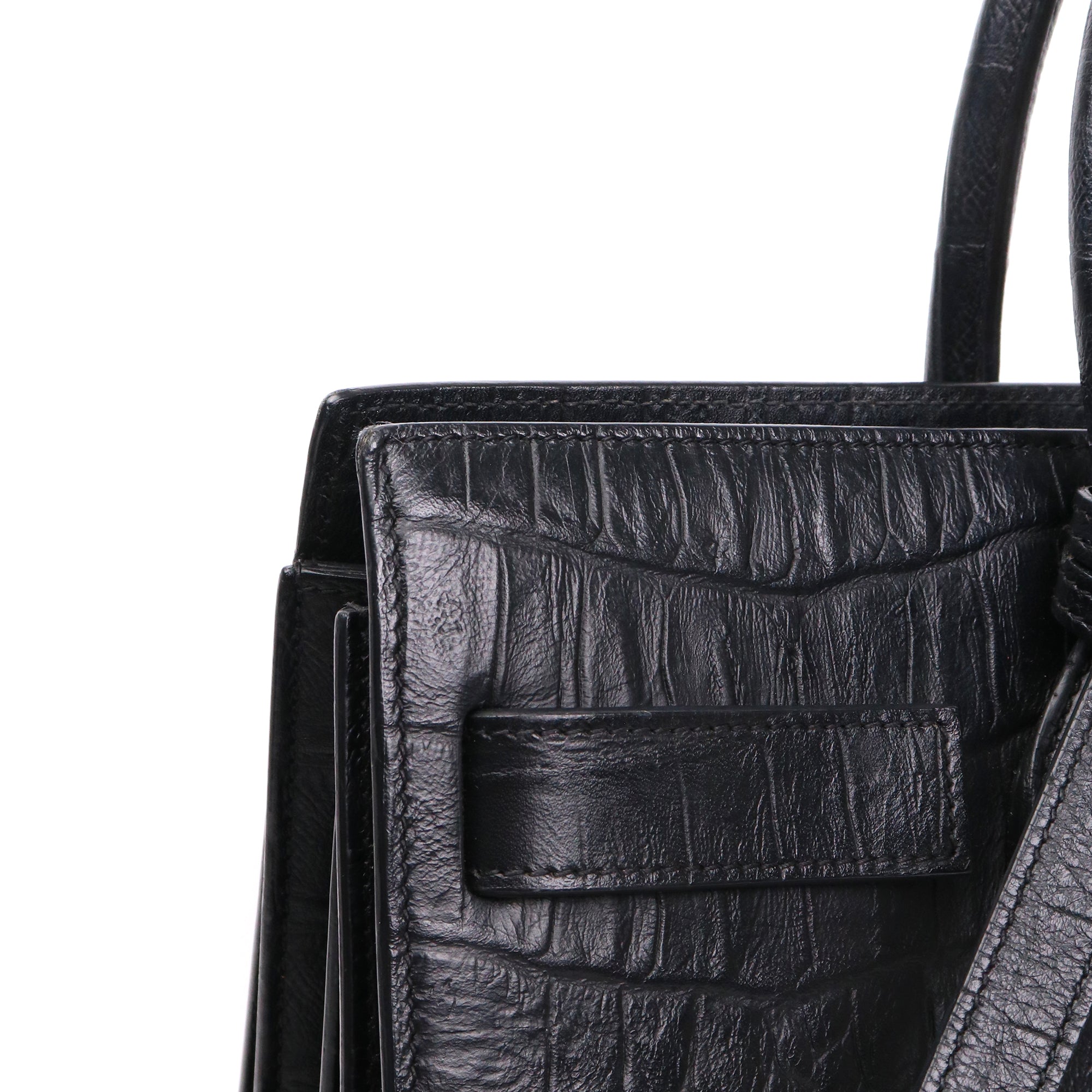 SAINT LAURENT - Sac de Jour Small Saint Laurent en cuir embossé crocodile noir