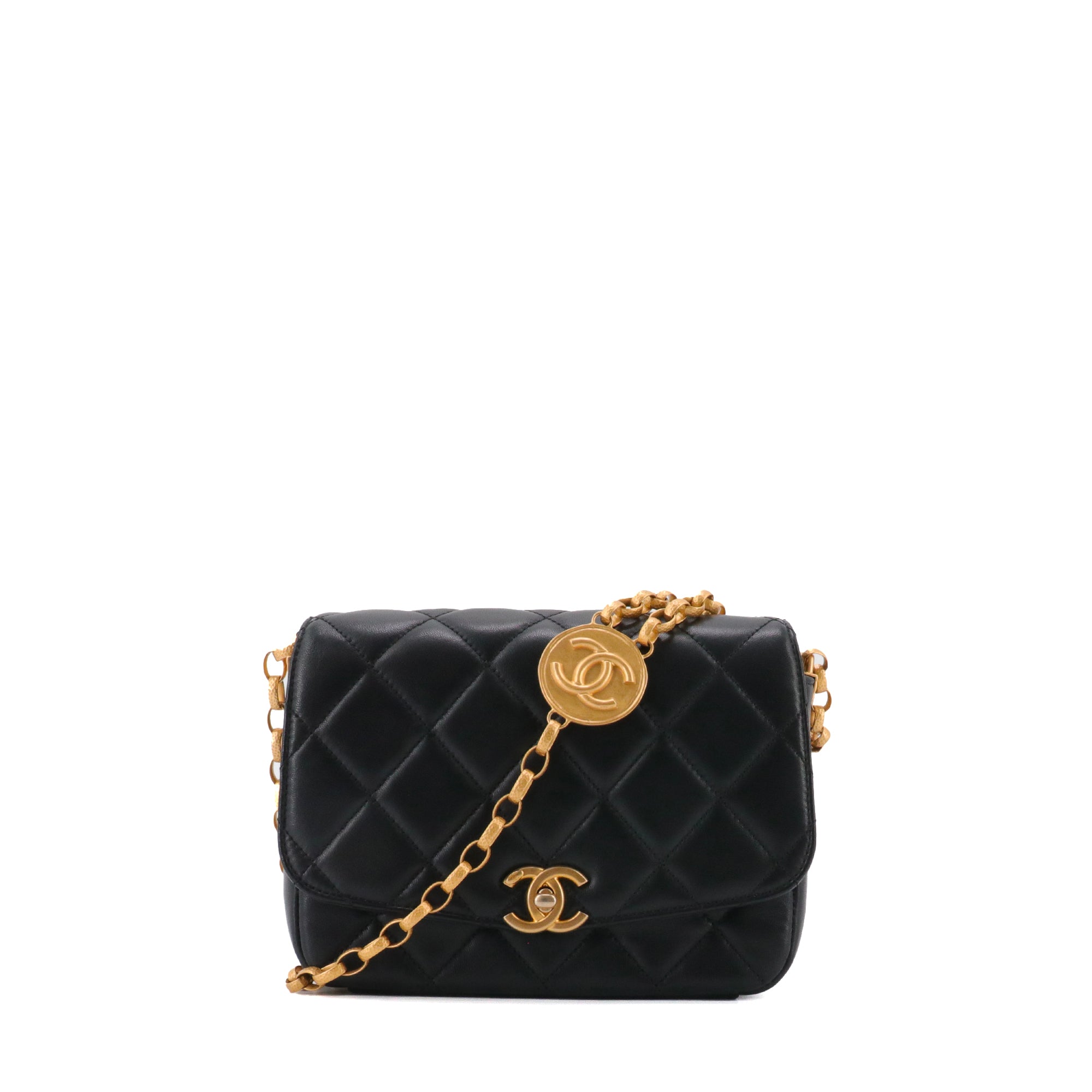 CHANEL - Sac à bandoulière Timeless CC Coin Chanel en cuir lisse noir