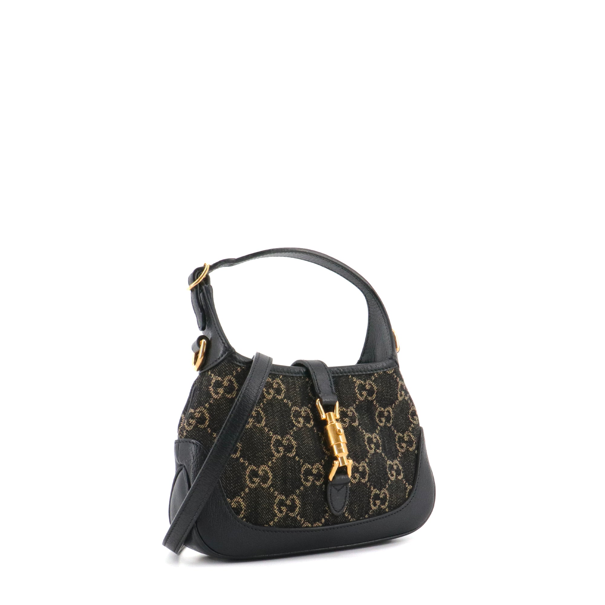 GUCCI - Sac à main Jackie mini Gucci en denim et cuir noir