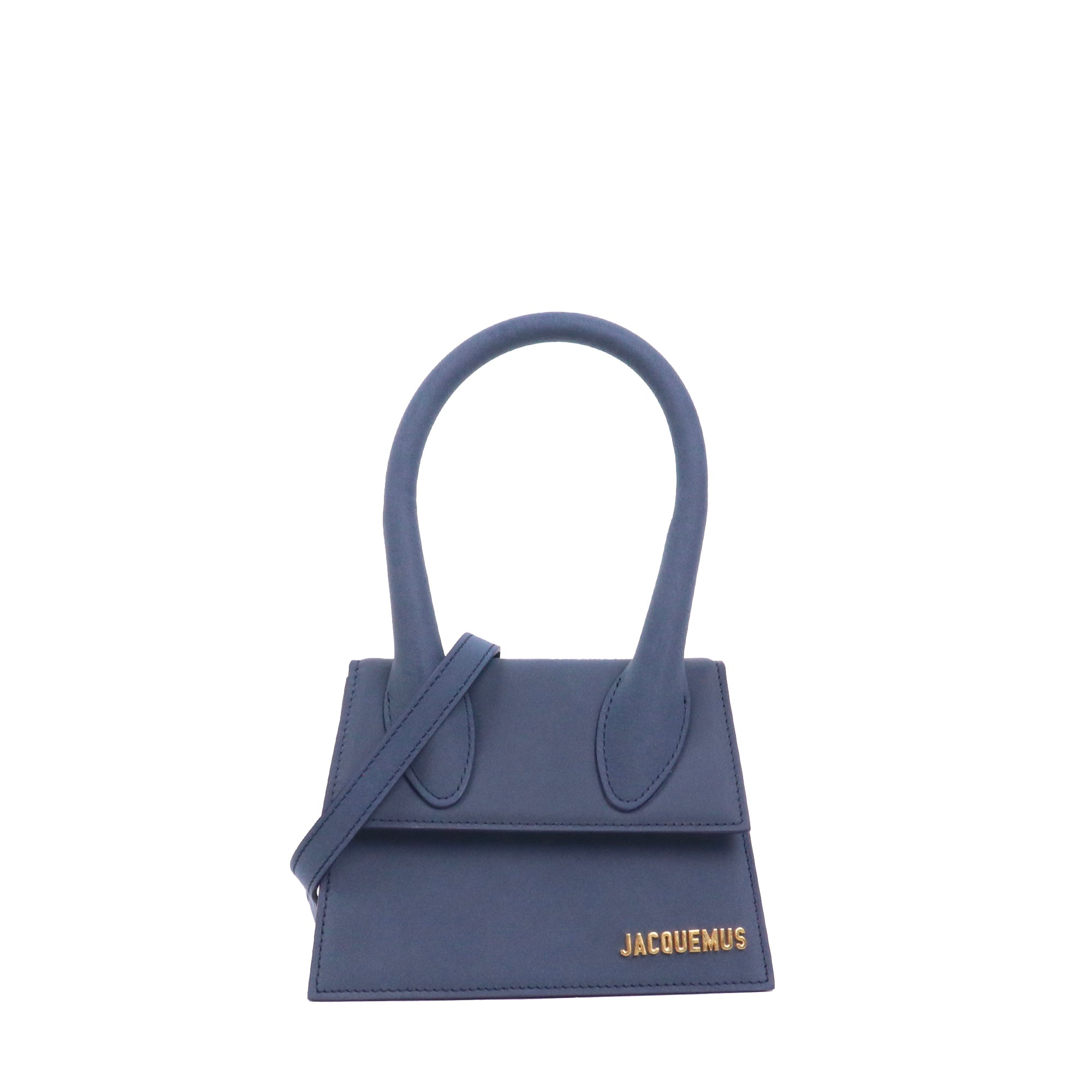 JACQUEMUS - Sac à bandoulière Chiquito Moyen Jacquemus en cuir gommé bleu dark navy