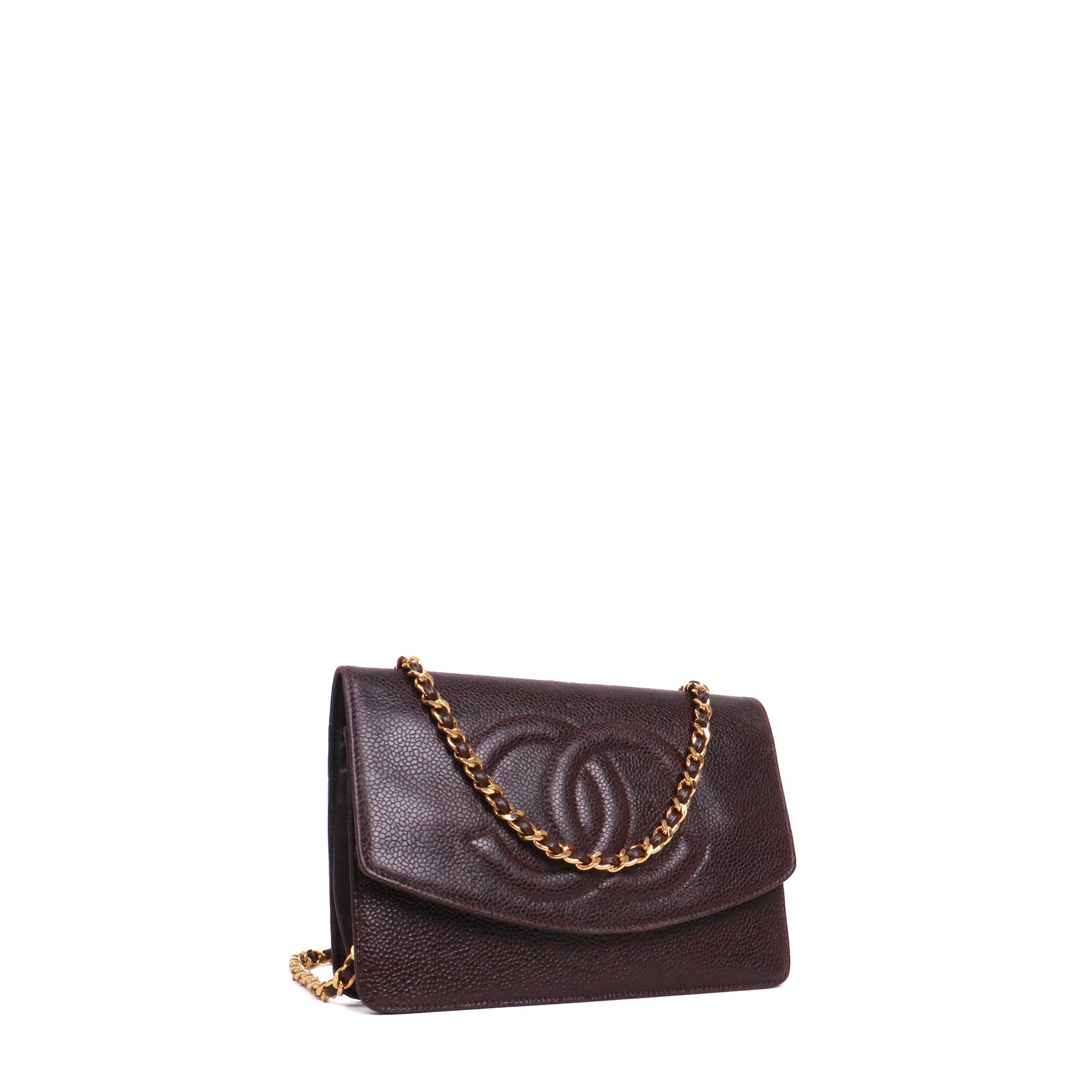 CHANEL - Sac Wallet On Chain Chanel en cuir caviar prune