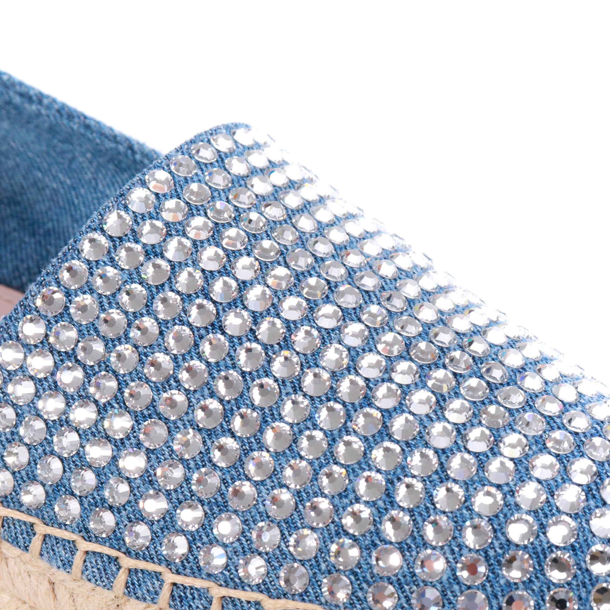 MIU MIU - Miu Miu wedge espadrilles in denim and rhinestones (T37.5)
