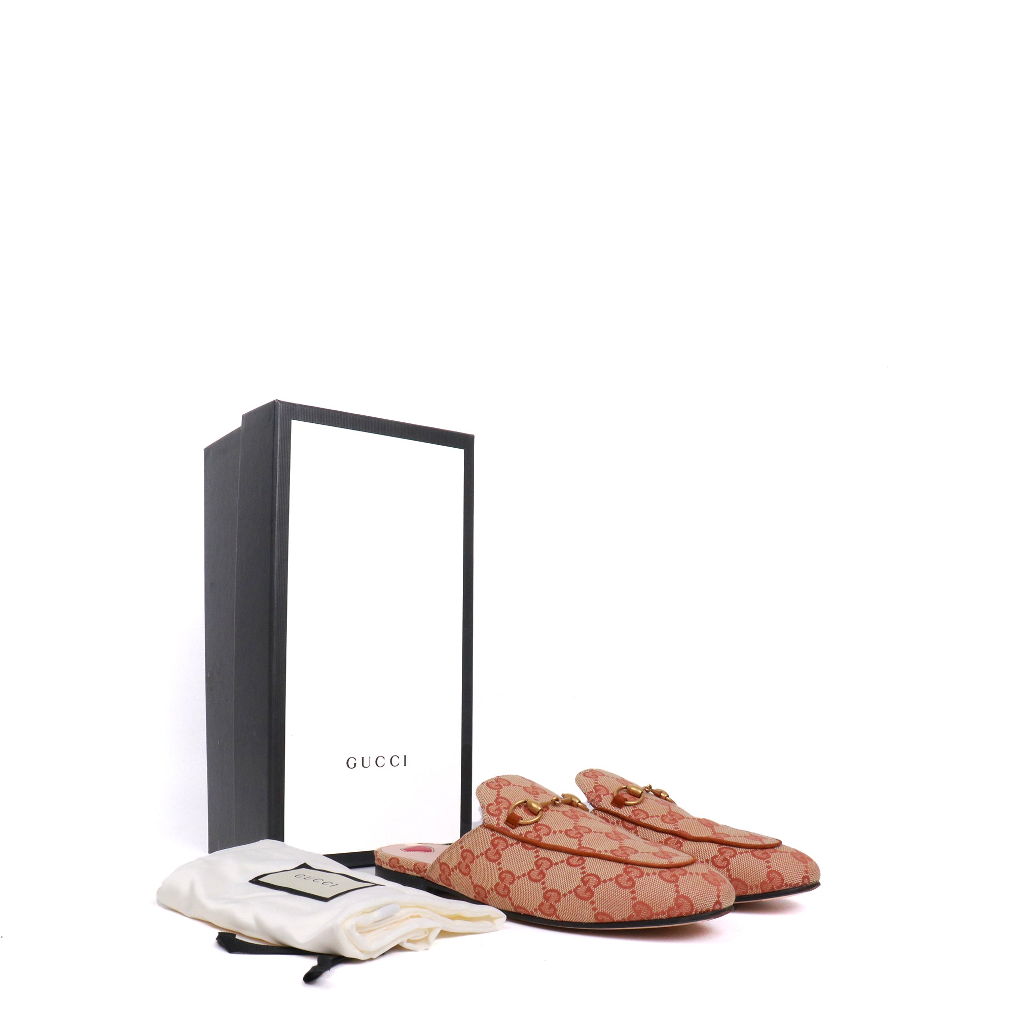 GUCCI - Mules Princetown Gucci en toile monogrammée marron (T37)