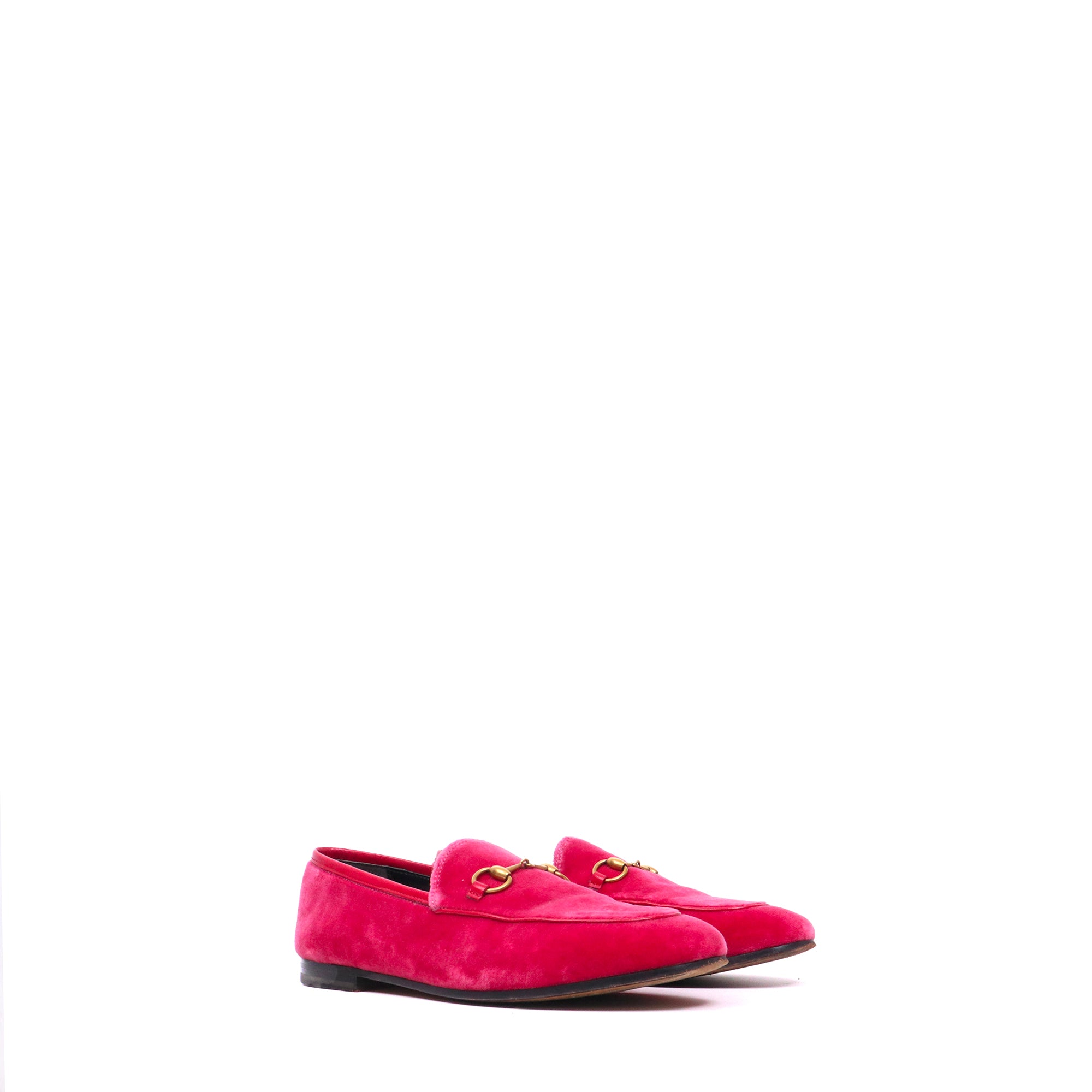 GUCCI - Mocassins Jordaan Gucci en velours fuchsia (T37)