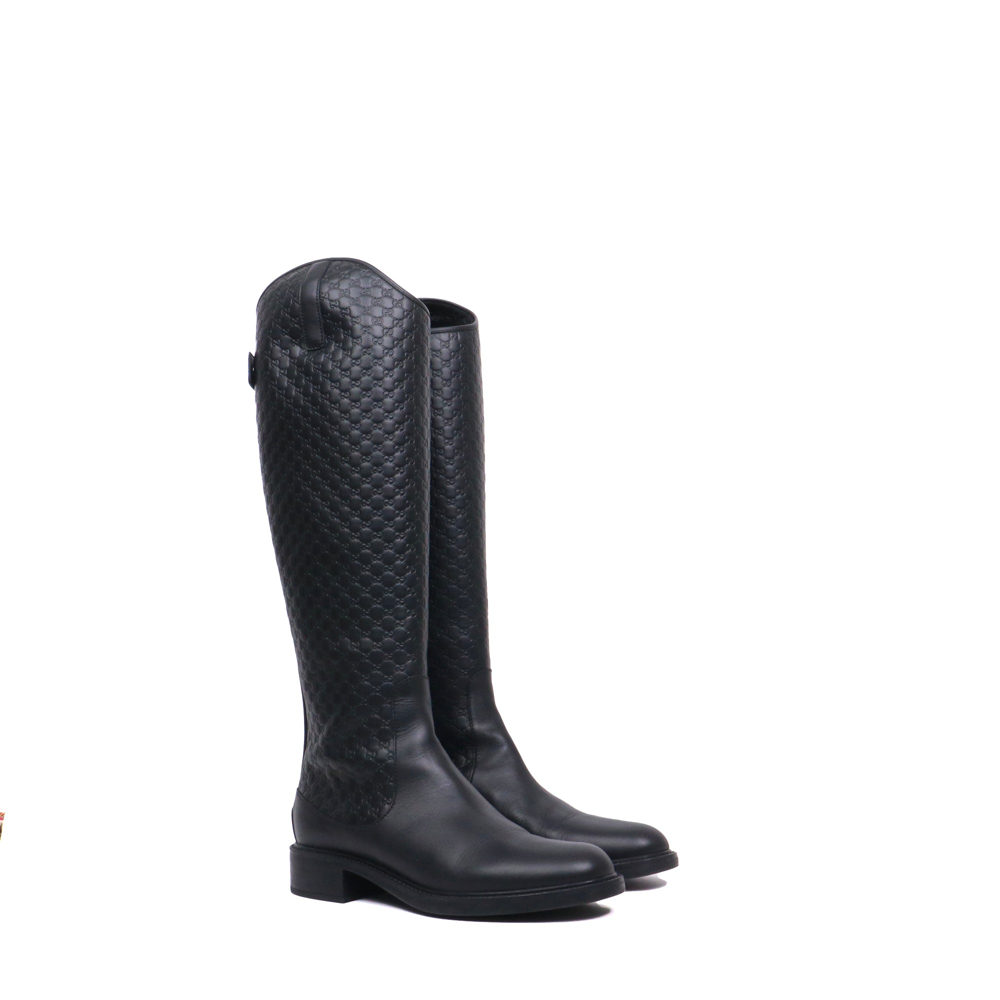 GUCCI - Bottes GG Gucci en cuir monogrammé noir (T39)