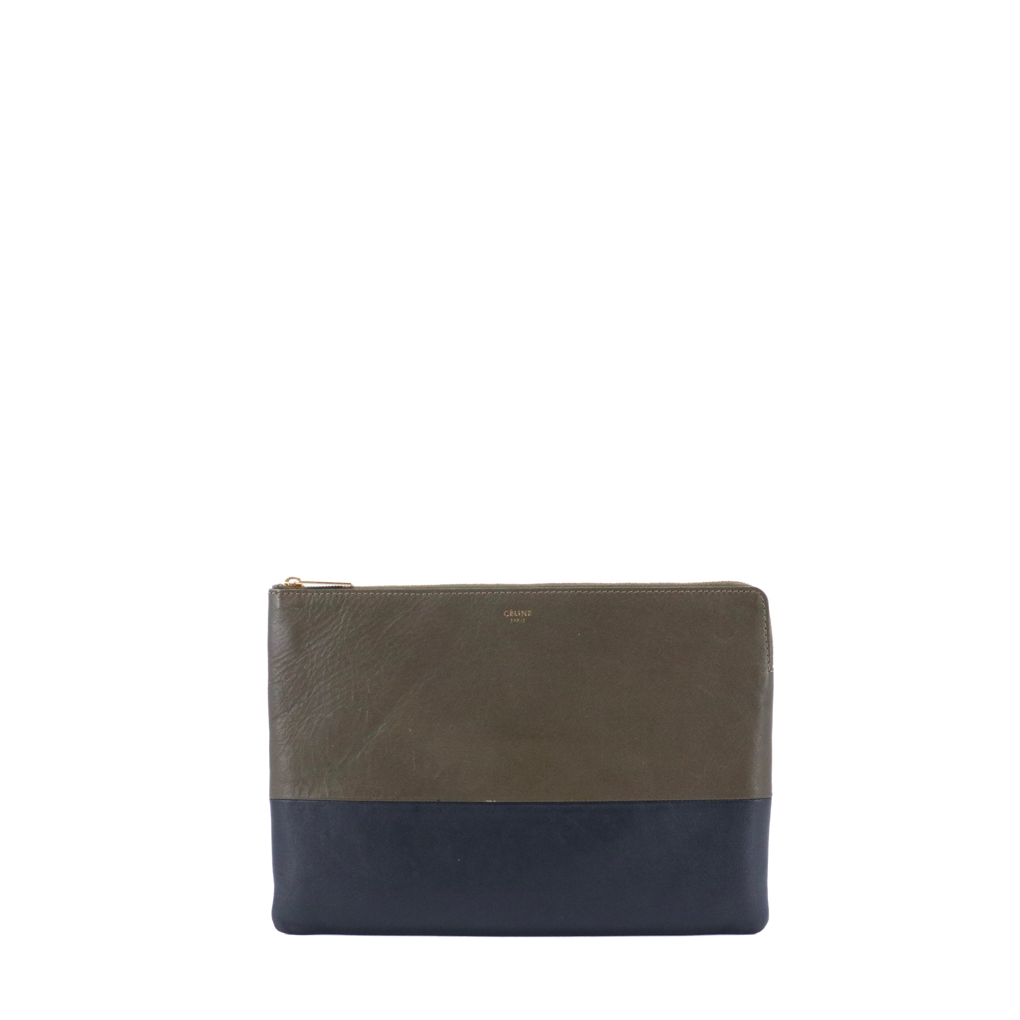 CELINE - Pochette Celine en cuir noir et kaki