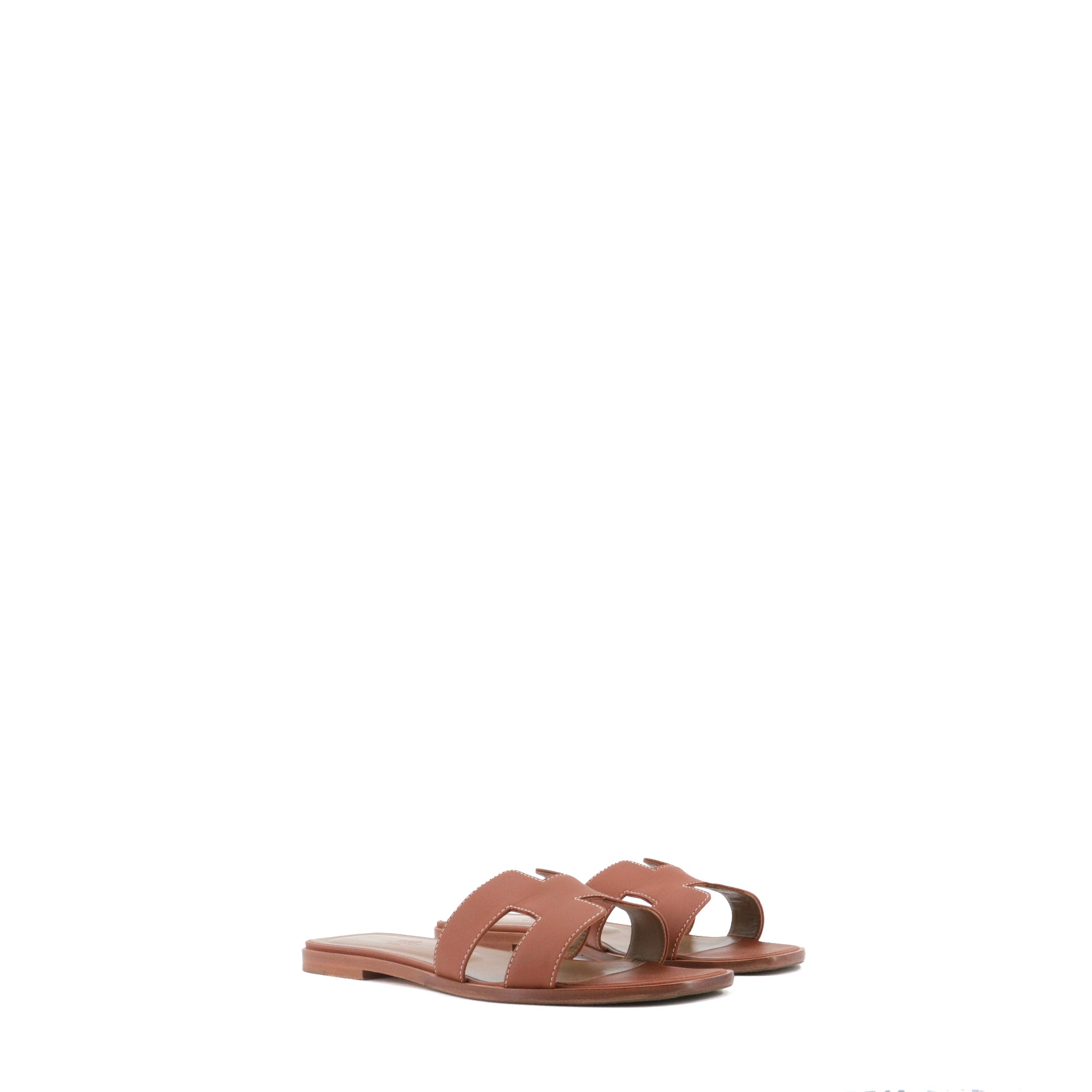 HERMÈS - Sandales Oran Hermès en cuir marron (T39)
