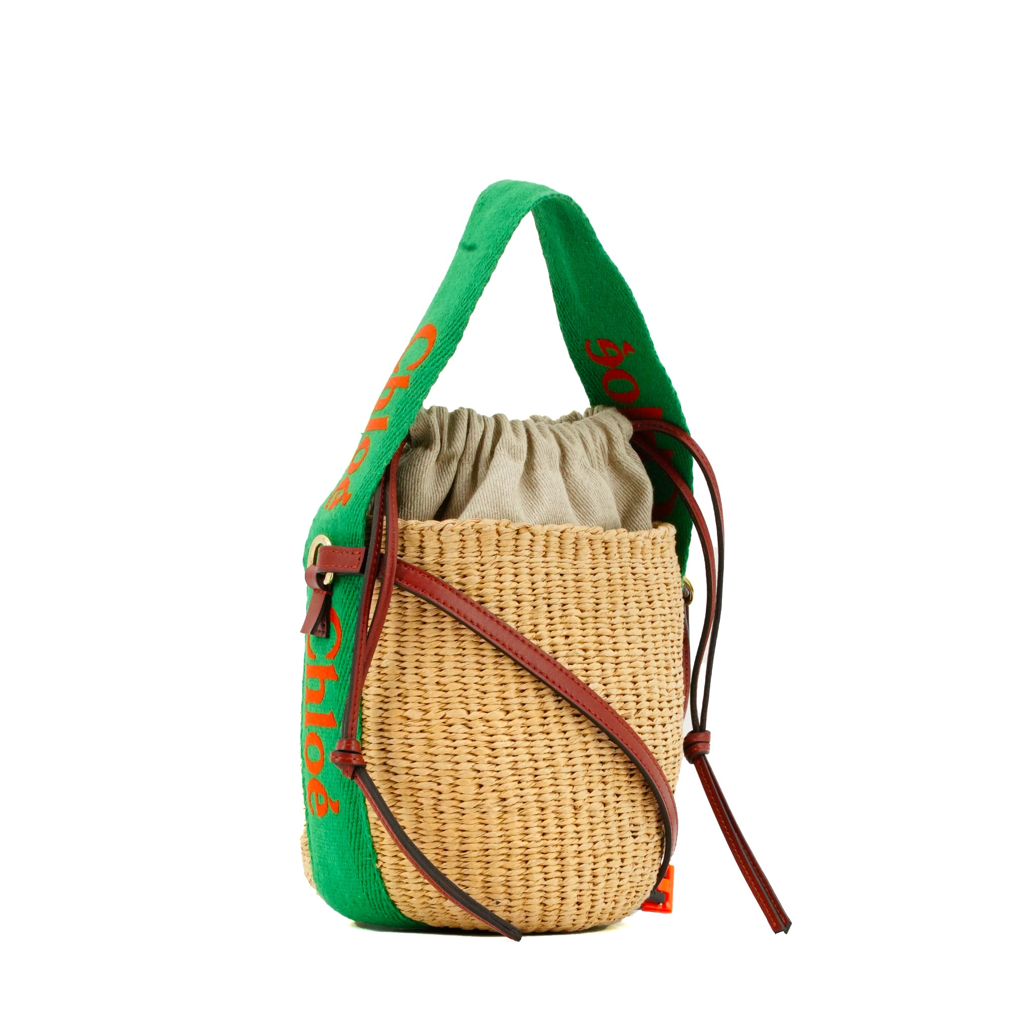 CHLOÉ - Panier à bandoulière Woody PM Chloé en paille naturelle beige